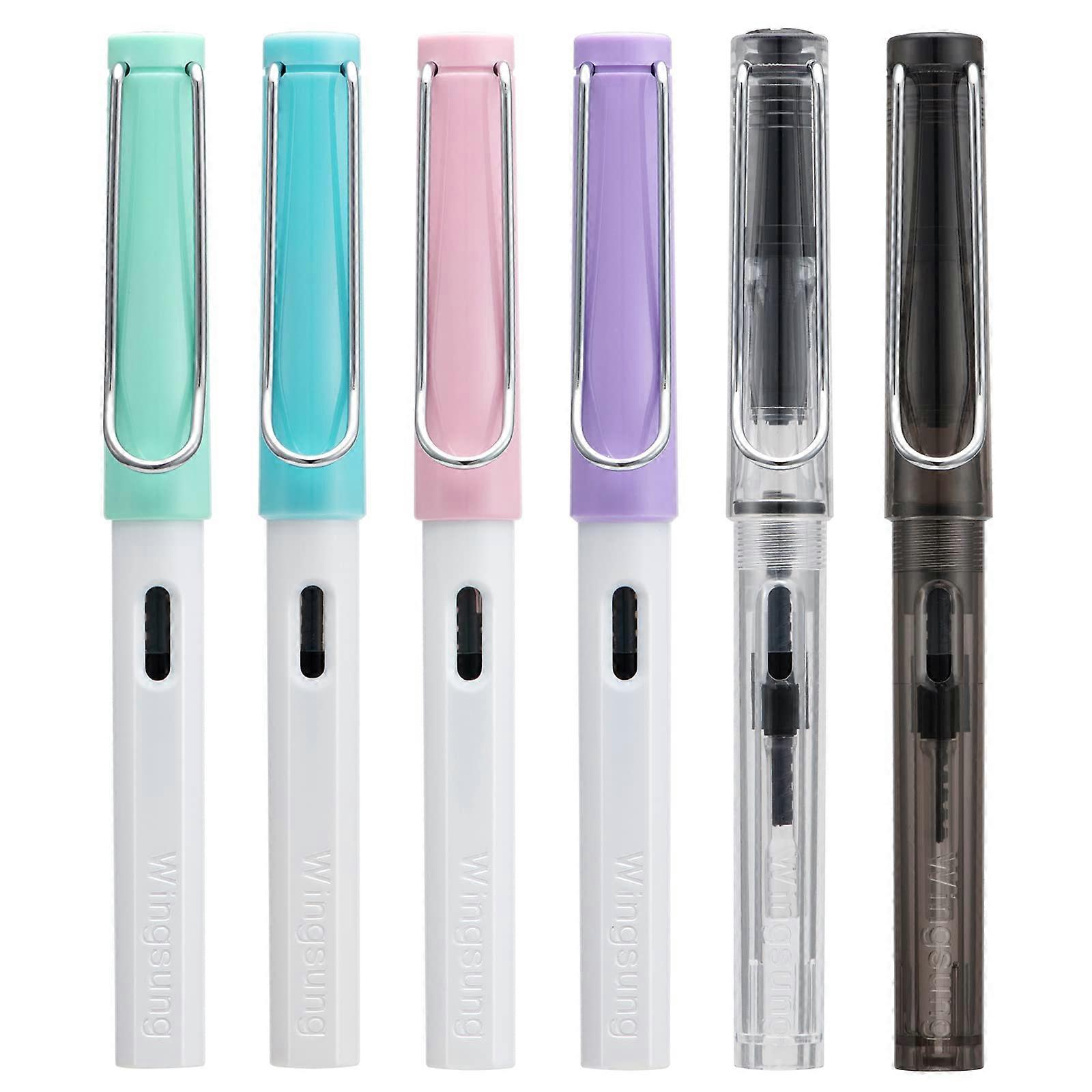 Calligraphy Fountain Pen Set with 6 Assorted Tip Sizes and Colors for Art, Drawing, and Signature Writing