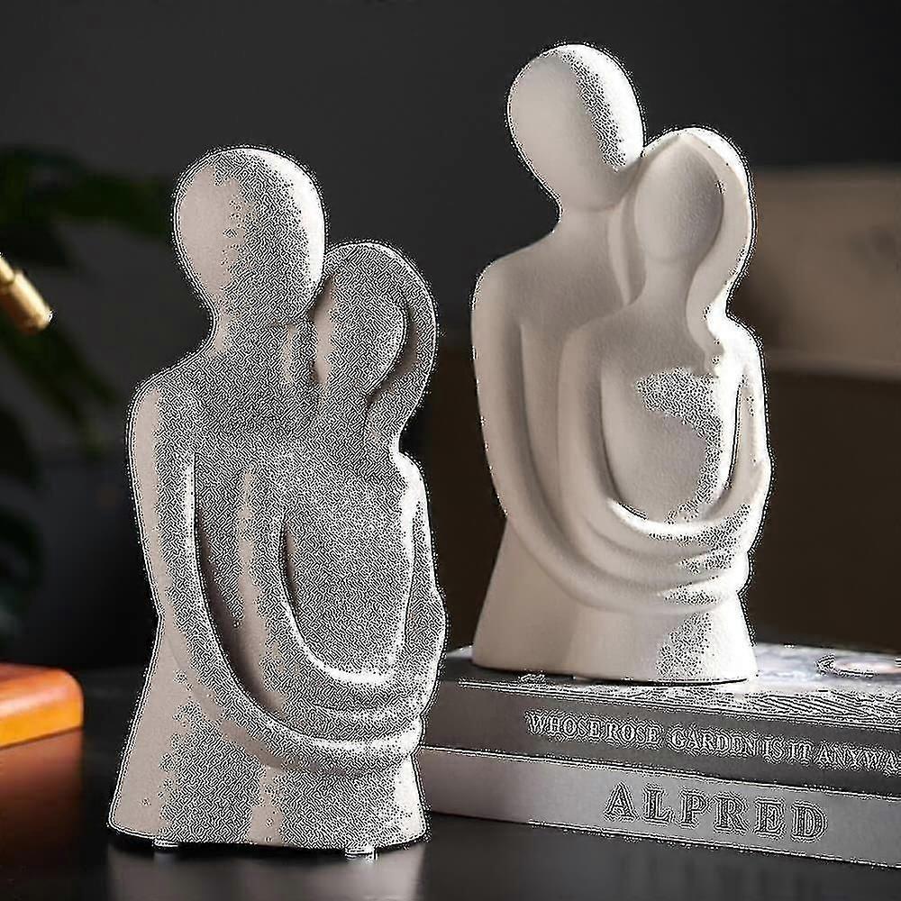 scandinavian Style Inspired Couples Ceramic Decor Figurines(stone Brown)