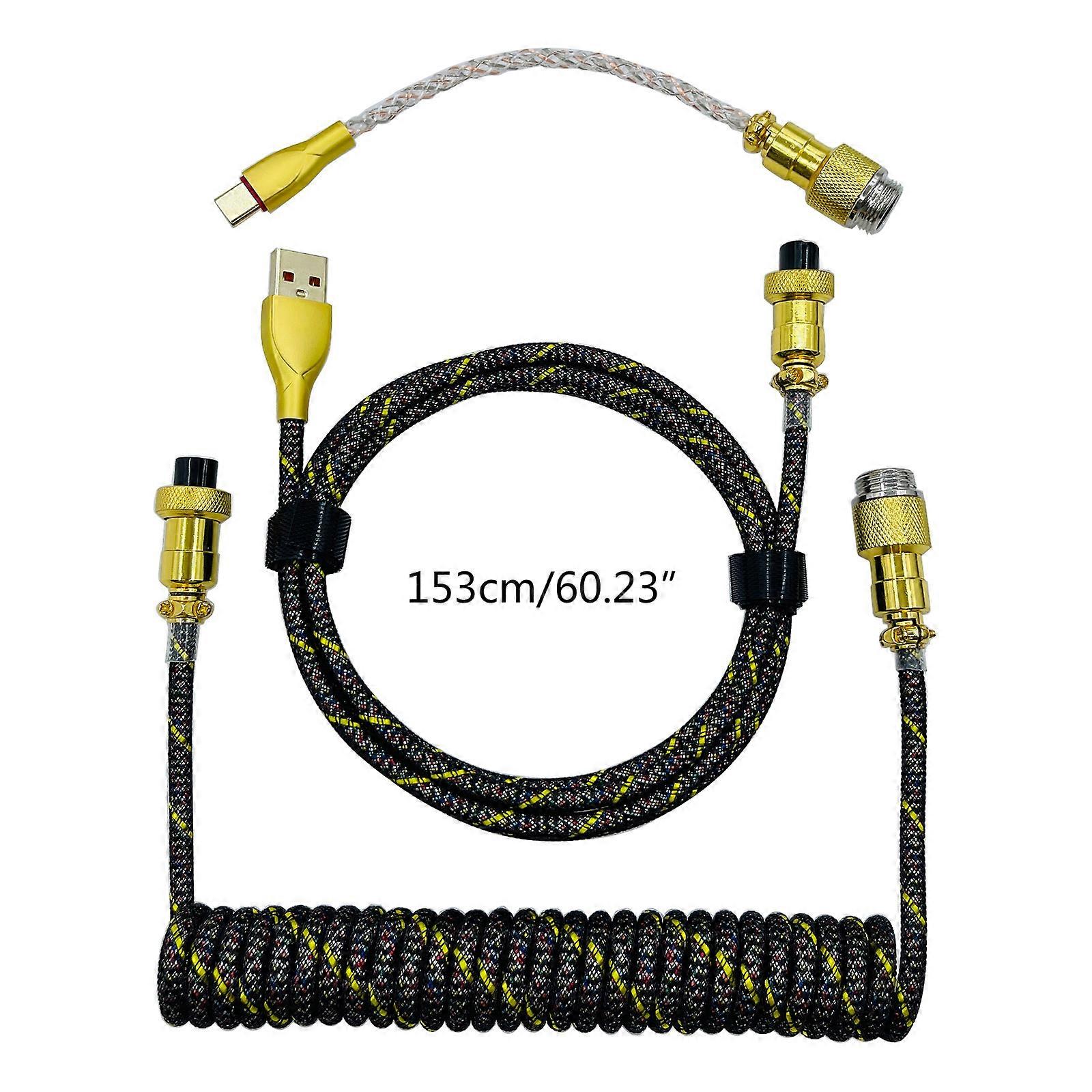 1.8m Type C USB Cable for Keyboard Aviation Connector RGB Light Computer Keyboard Aviator Cable Spring Wire Data Cable
