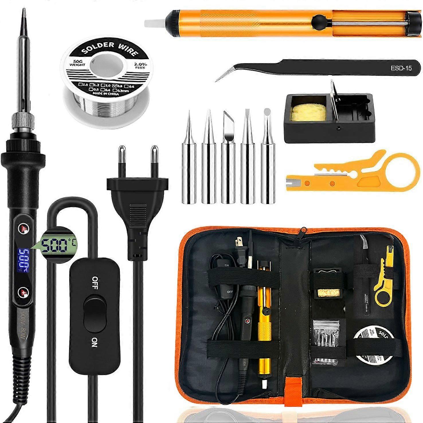 Soldering Iron Kit 80W Adjustable Temperature 180-500C Precision Electronics