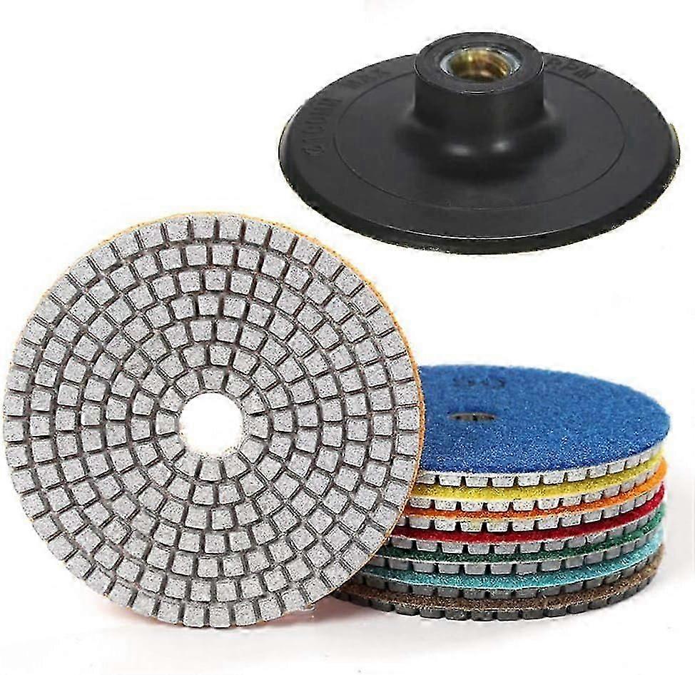 7 peças 4 polegadas almofada de polimento diamante polimento almofada disco com almofada de apoio para granito concreto cerâmico