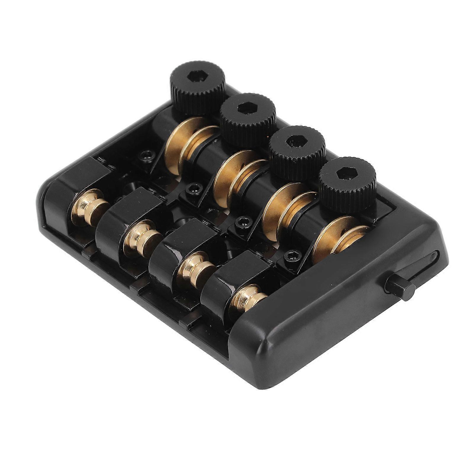 4 String Headless Electric Bass Bridge Zinc Alloy Brass Bridge Replacement with String Lock Black 