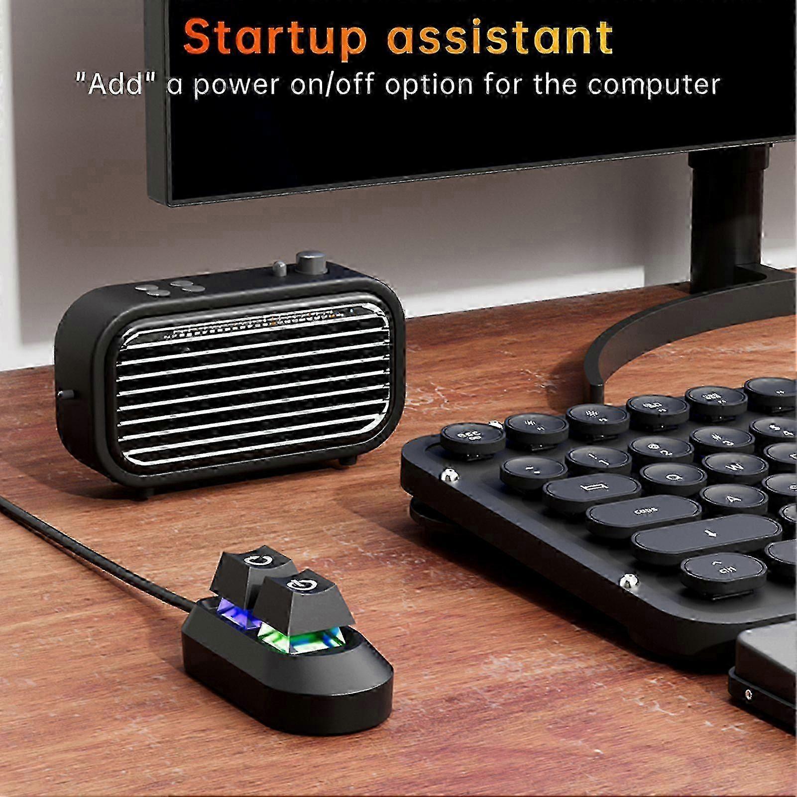 RGBライトデスクトップ電源ボタン-メカニカルキー付きユニバーサル外部オン/オフスイッチ、簡単インストール