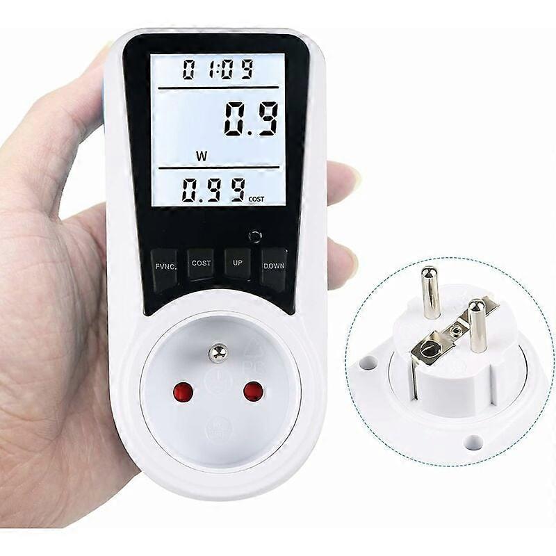 Wattmeter Socket, AC 230V Energy Meter Power Consumption Meter, Electricity Usage Monitor Socket with LCD Display - France Plug