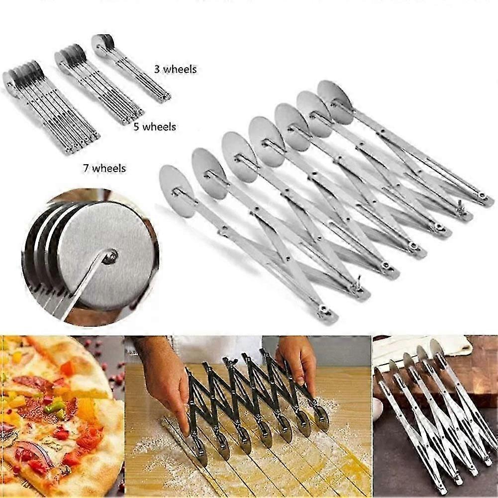 3/5/7 Wheel Pastry Cutter Stainless Steel Pizza Slicer Multi-Round Dough Rollers