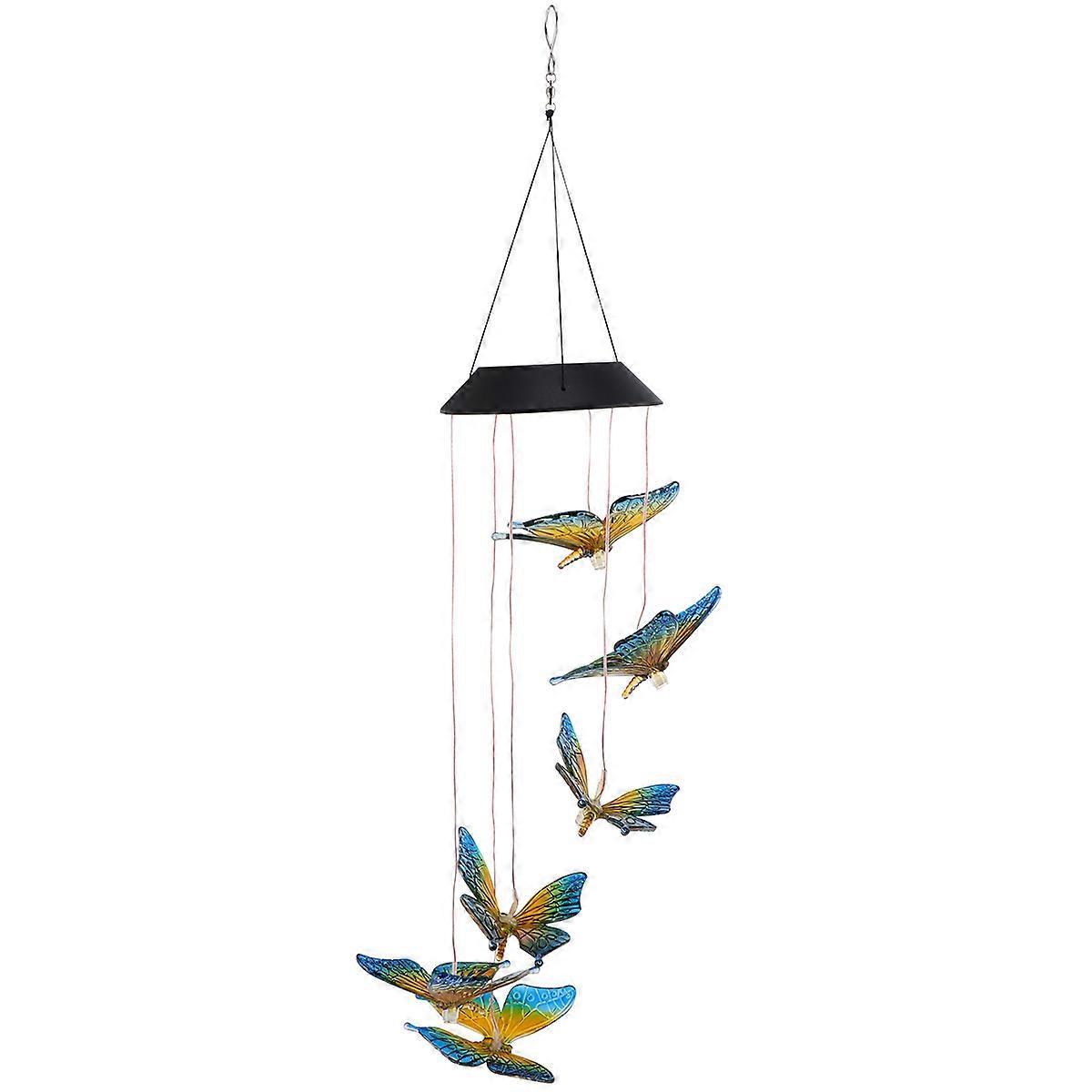 Outdoor Decorative Light Solar Wind Chimes Lamp Blue Color Changing LED Garden Patio 1Pc