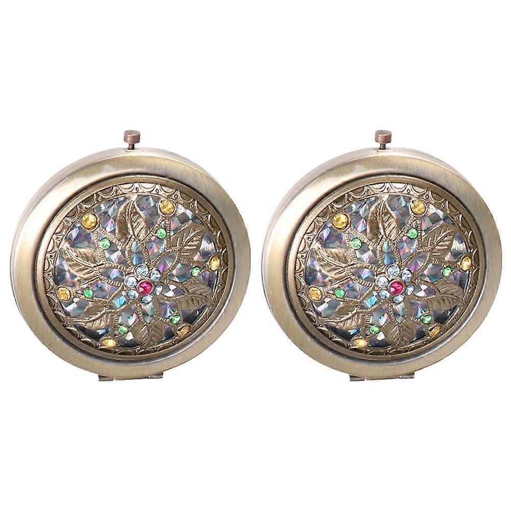 Mirror for Vanity Vintage Elegant 7.00X7.00X3.00CM Round Portable 2Pcs