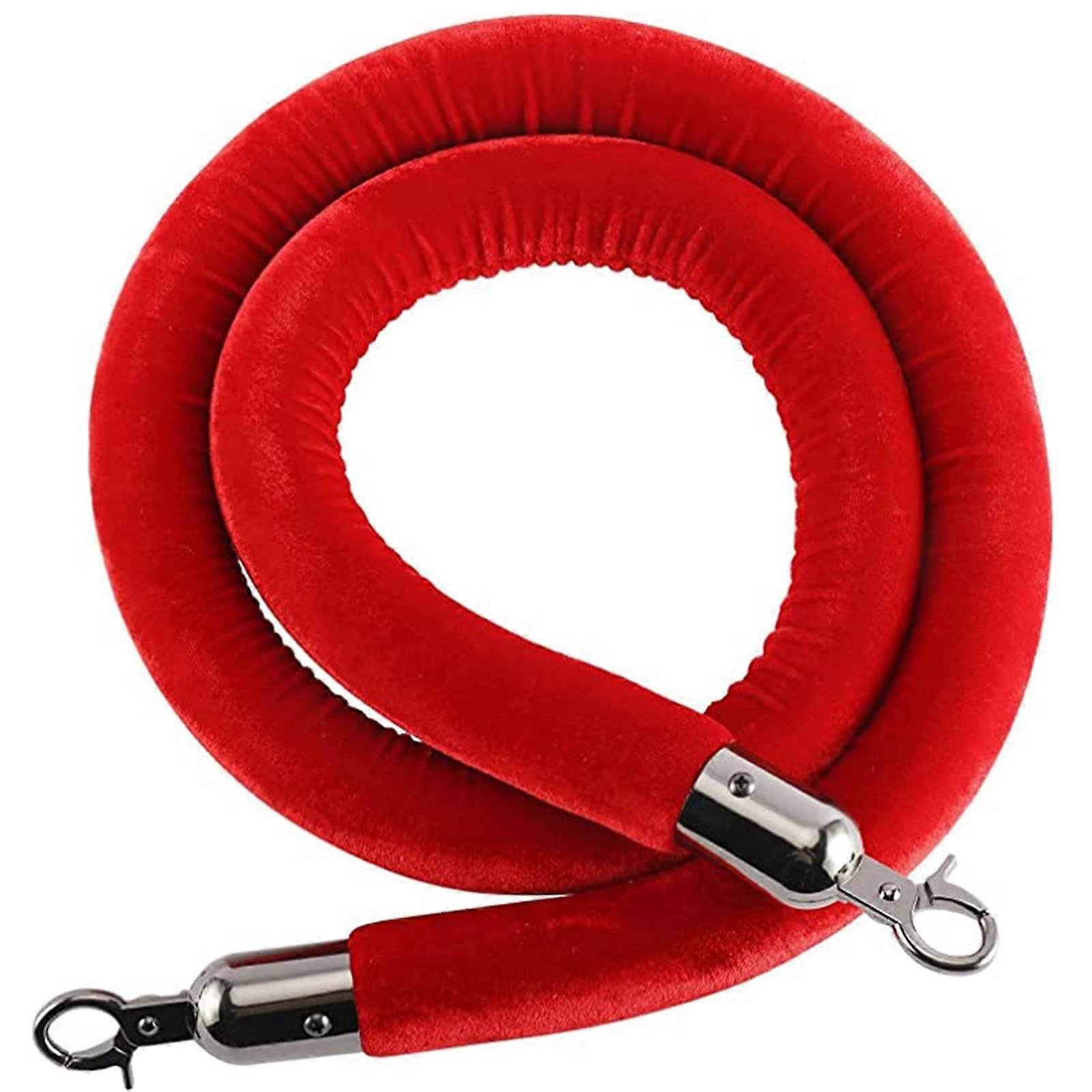 Velvet Rope Barrier with Hooks, Mass Control for Stake Posts, Queue Bar