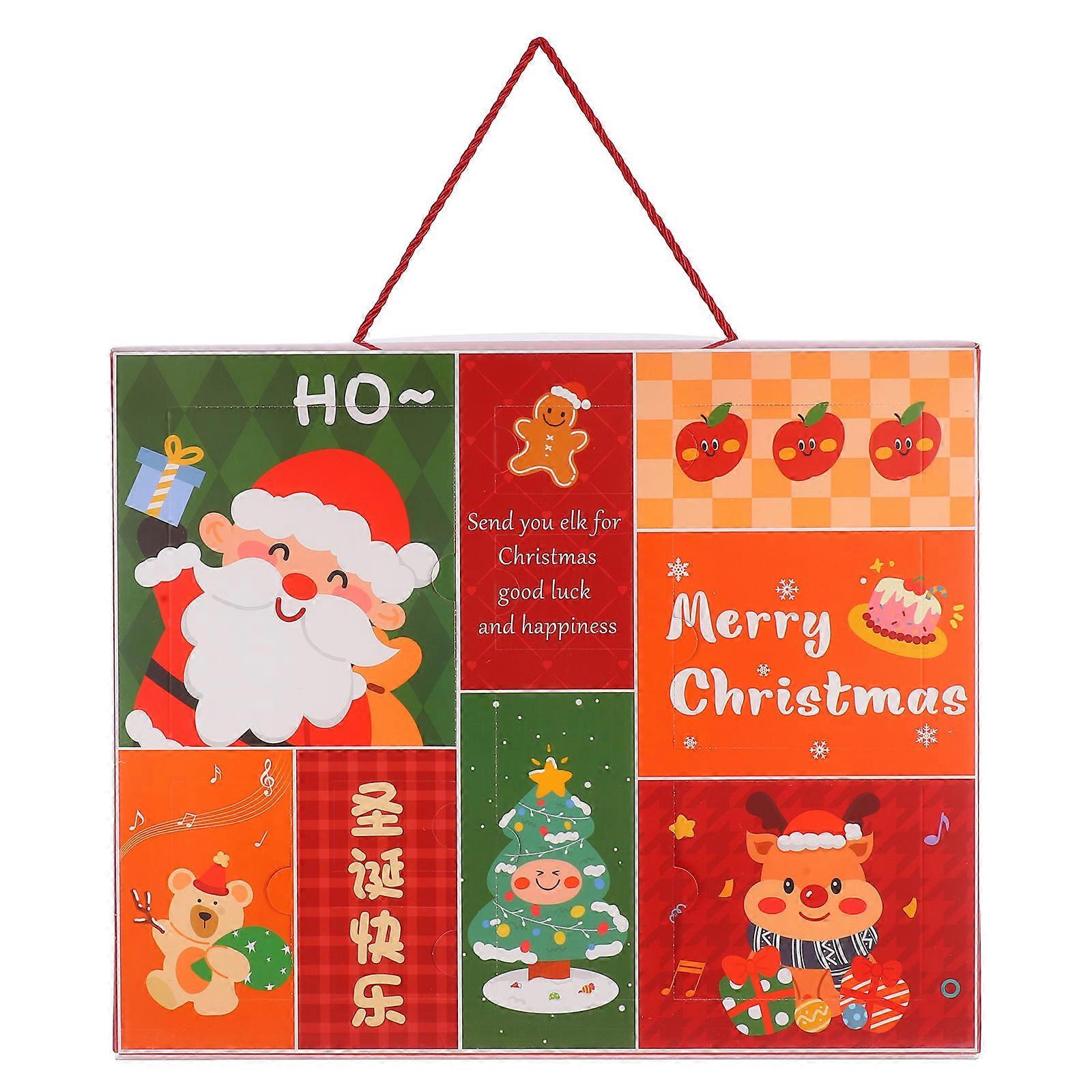Christmas Celebration Advent Calendar Boxes DIY Candy Box For Adults Kids Rectangular Shape Paper Material 44.00X36.00X7.30CM 1Set