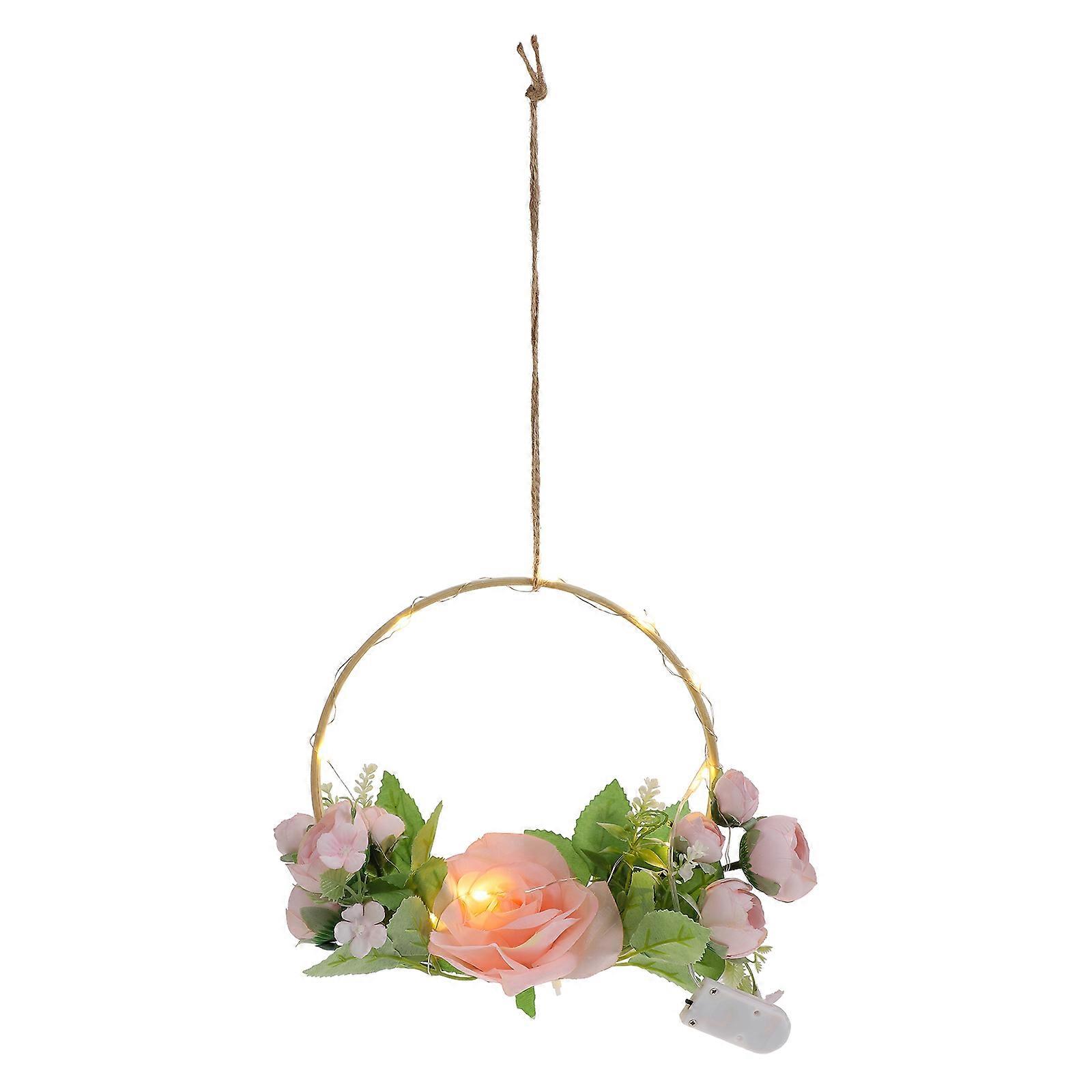 Pendant Bamboo Ring Lamp Nordic Wind Simulation Ribbon Lamp Pendants Pink 19.00X19.00X8.00CM Home Decoration 1Pack