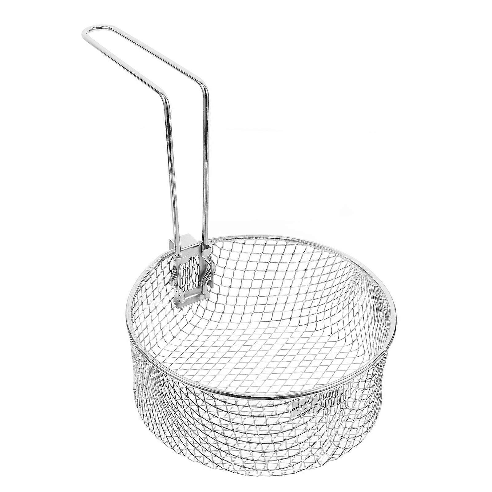 Basket With Handle Stainless Steel Frying Basket Heat Distribution For Deep Frying Cooking Aid Commercial Users Silver 30.00X18.00X17.00CM 1Pcs