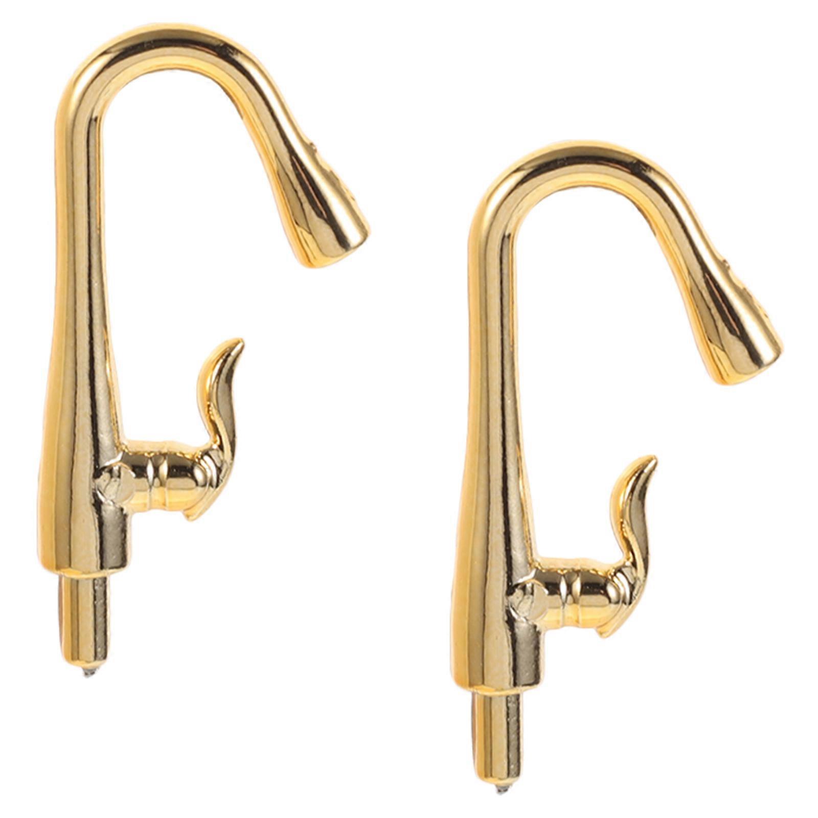 Compact Plastic Miniature Faucet for Dollhouse Scenes Golden Decorative Design 2Pcs
