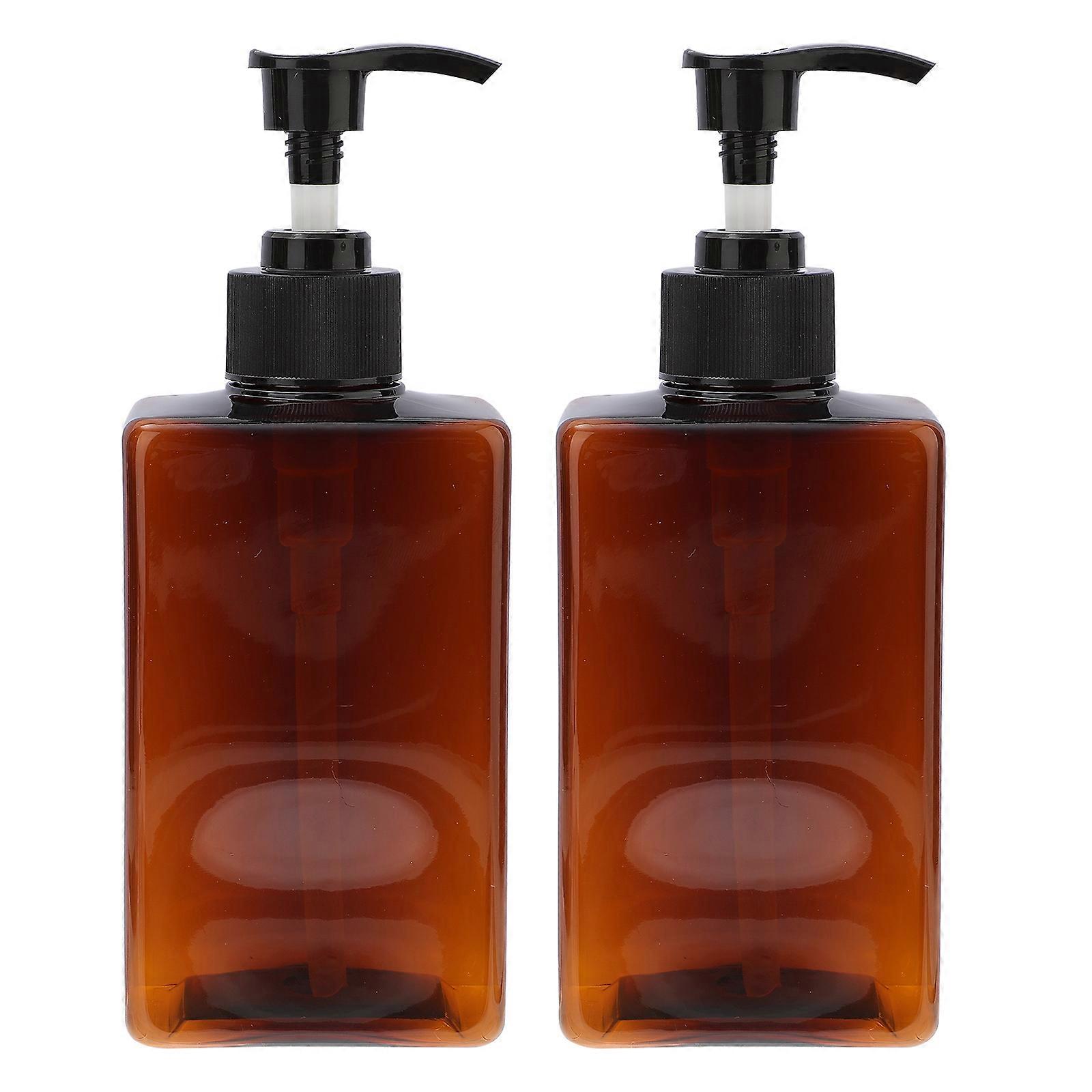 Cream Pump Bottles Refillable Empty Plastic Dispenser for Cosmetic Shampoo Liquid Soap Brown 280ml Portable 2Pcs