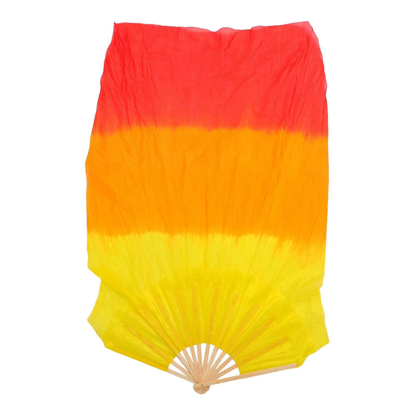 Lightweight Faux Silk Belly Dance Fan with Flexible Bones, Long Folding Design for Adults