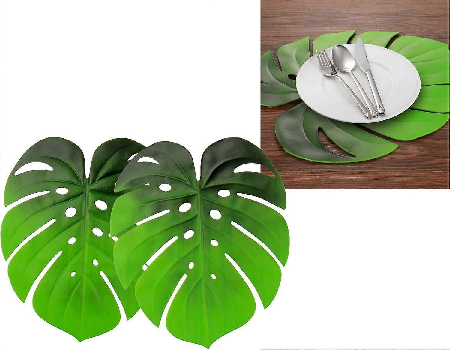 2 Pieces Artificial Palm Leaf Placemats