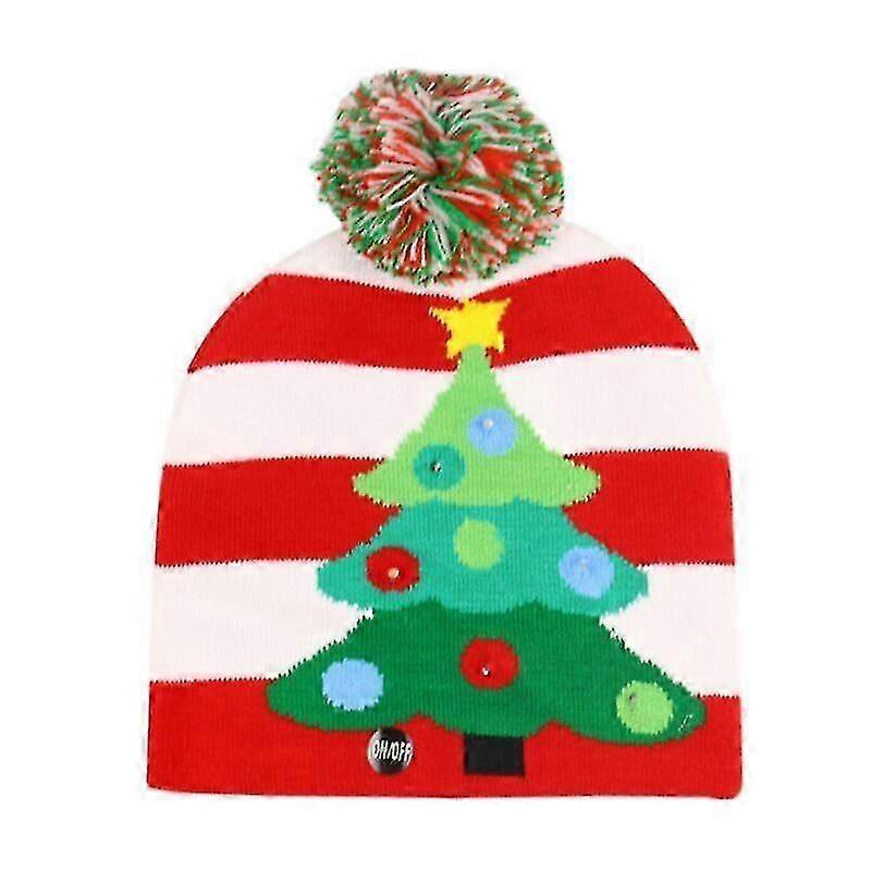 Christmas Hat Knitted Led Hats Christmas Tree Pattern