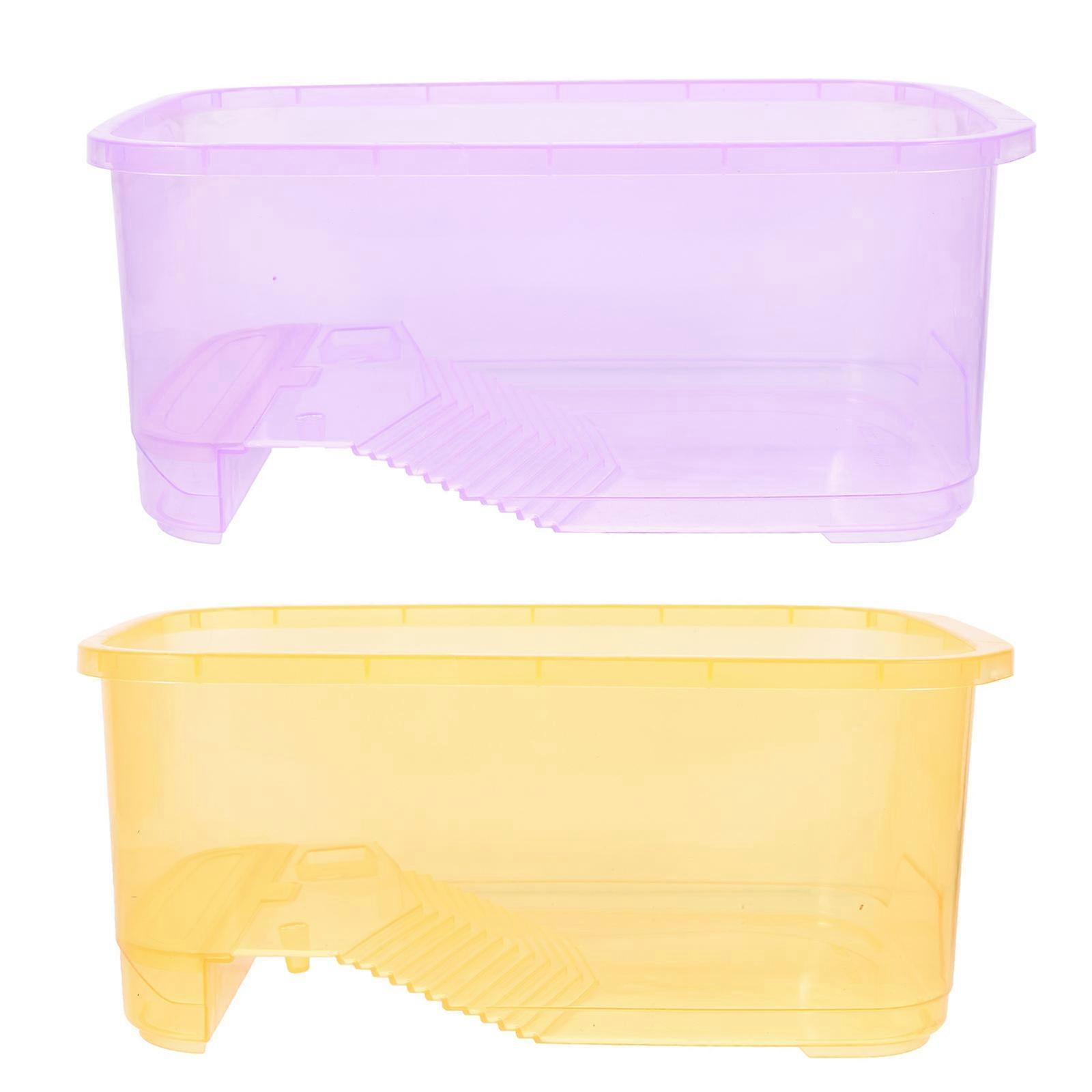 Household Turtle Tank Feeding Area For Pet Owners Amber 2Pack