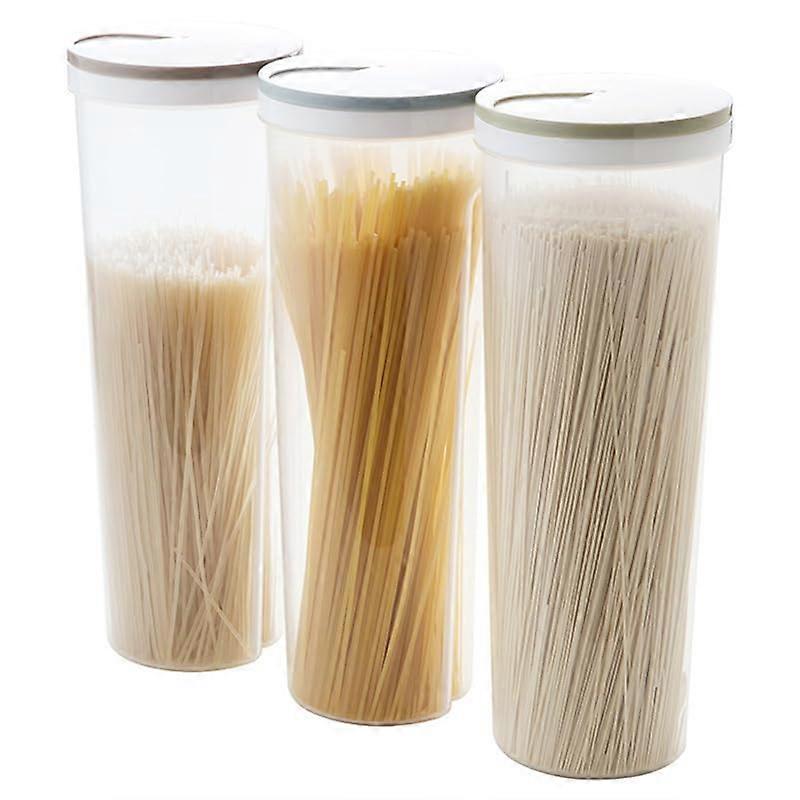 3 Pack Spaghetti Dry Food Containers with Lids Tall Transparent Pasta Beans Straws Food Storage Container