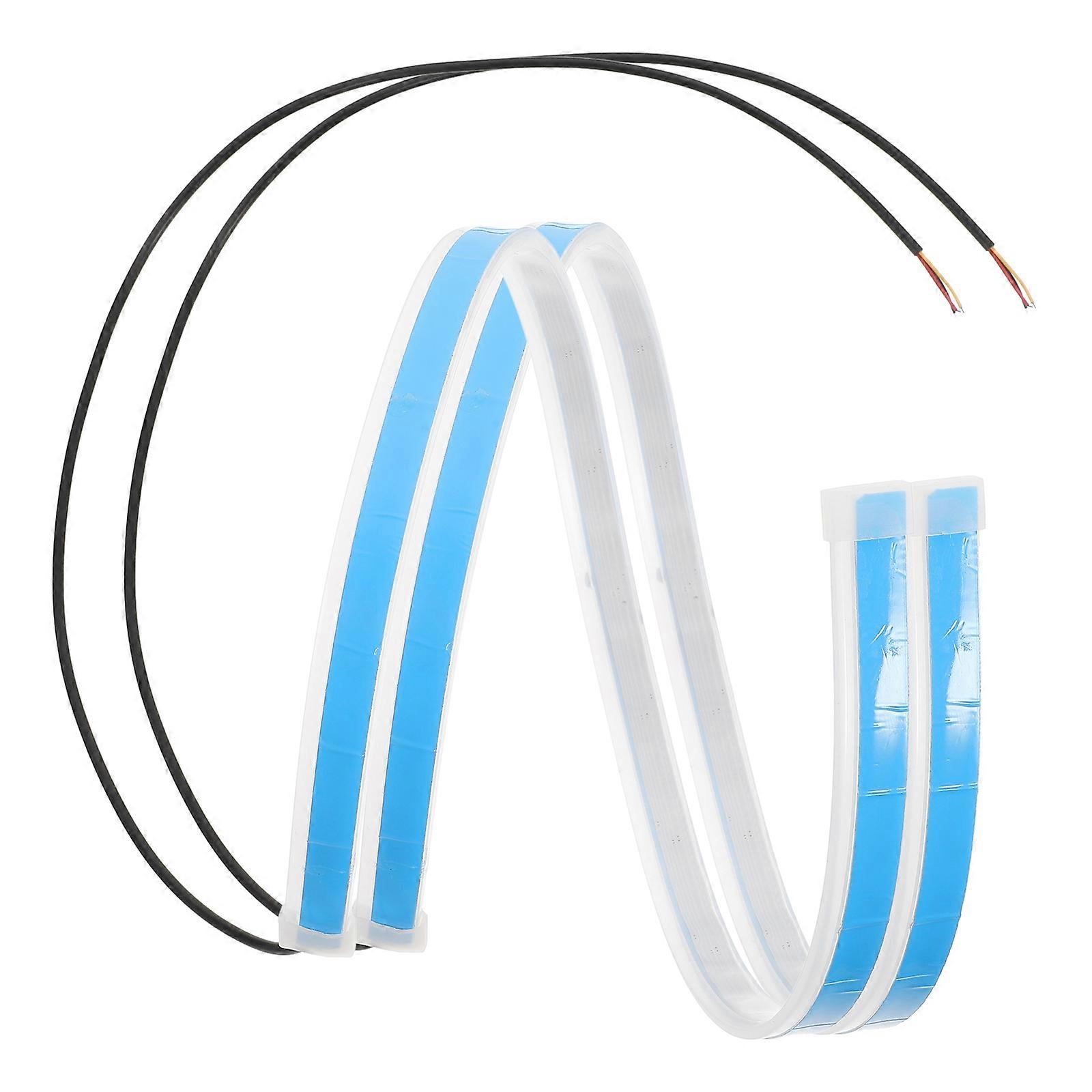Vehicle Light Strip Car Hood Light Dynamic Running Light White Flexible Strip 2Pcs