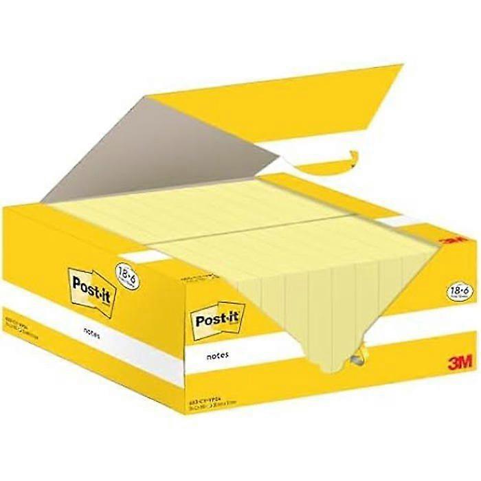 Sticky Notes - POST-IT - Promo Pack 18 Blocks + 6 FREE - 100 Sheets - Yellow - 38 mm x 51 mm