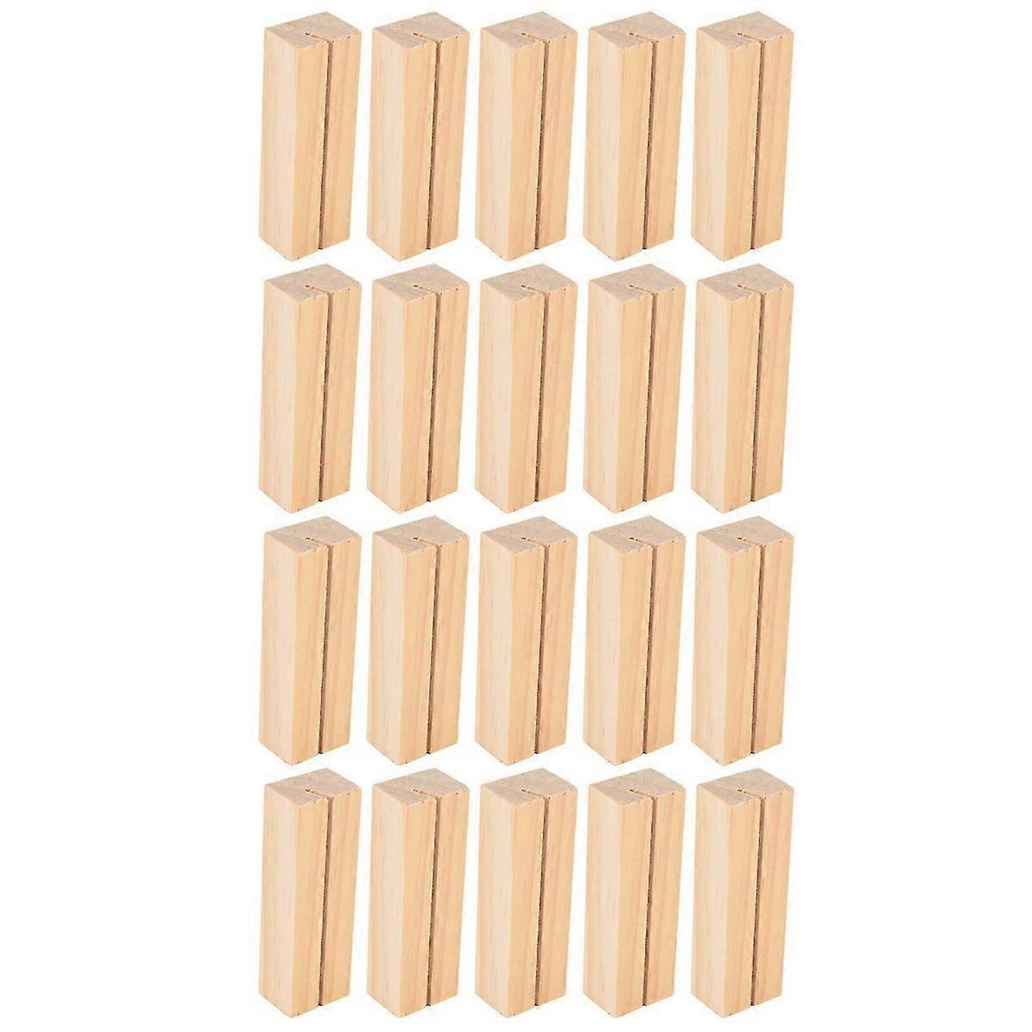 20 Pieces Wood Place Card Holders, Wooden Table Number Holder Memo Stand Clamps Stand Card Desktop M