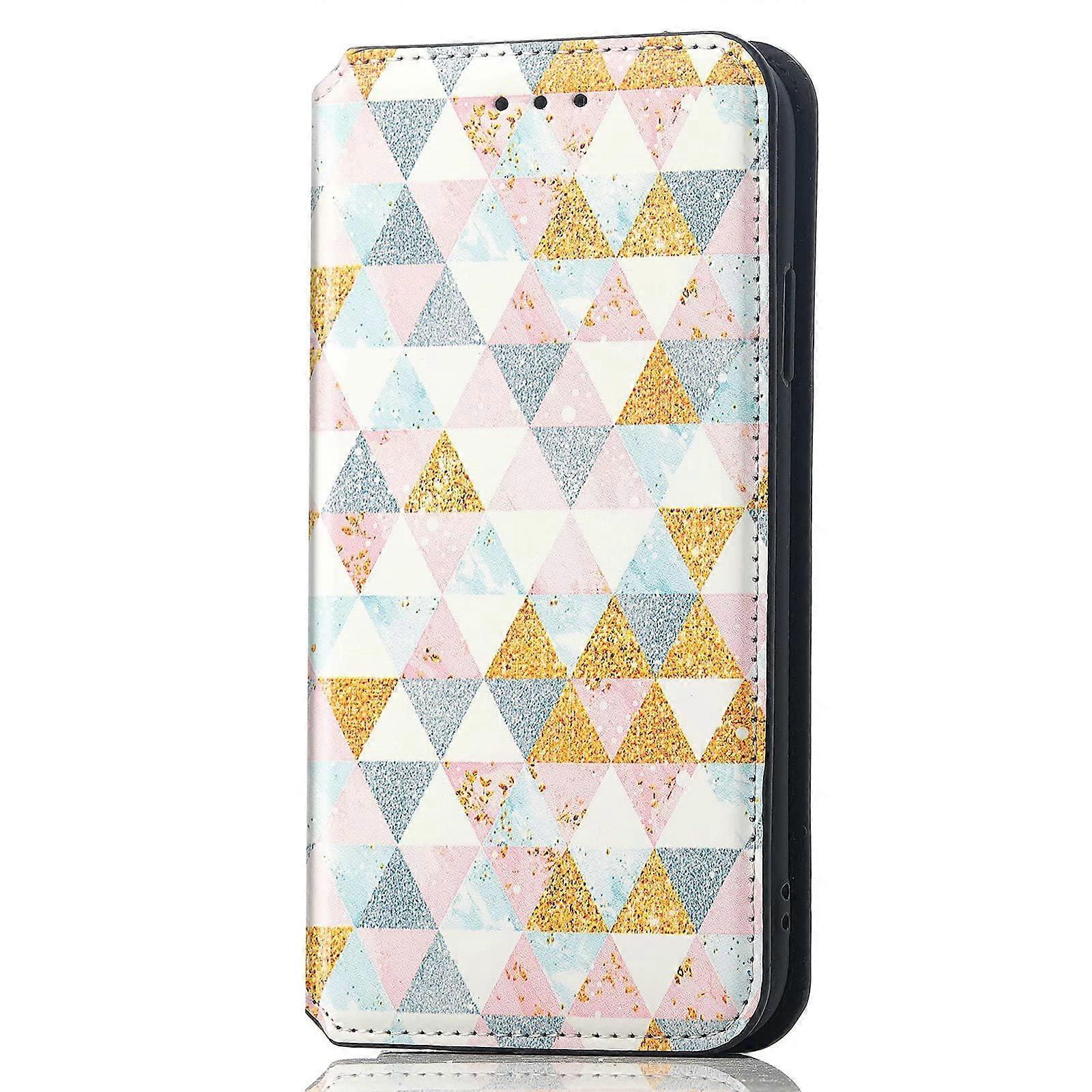 Case for Oppo Reno11 with Card Slot and Stand Function, Premium Leather Flip Wallet Cover, Nordic Diamond Design
