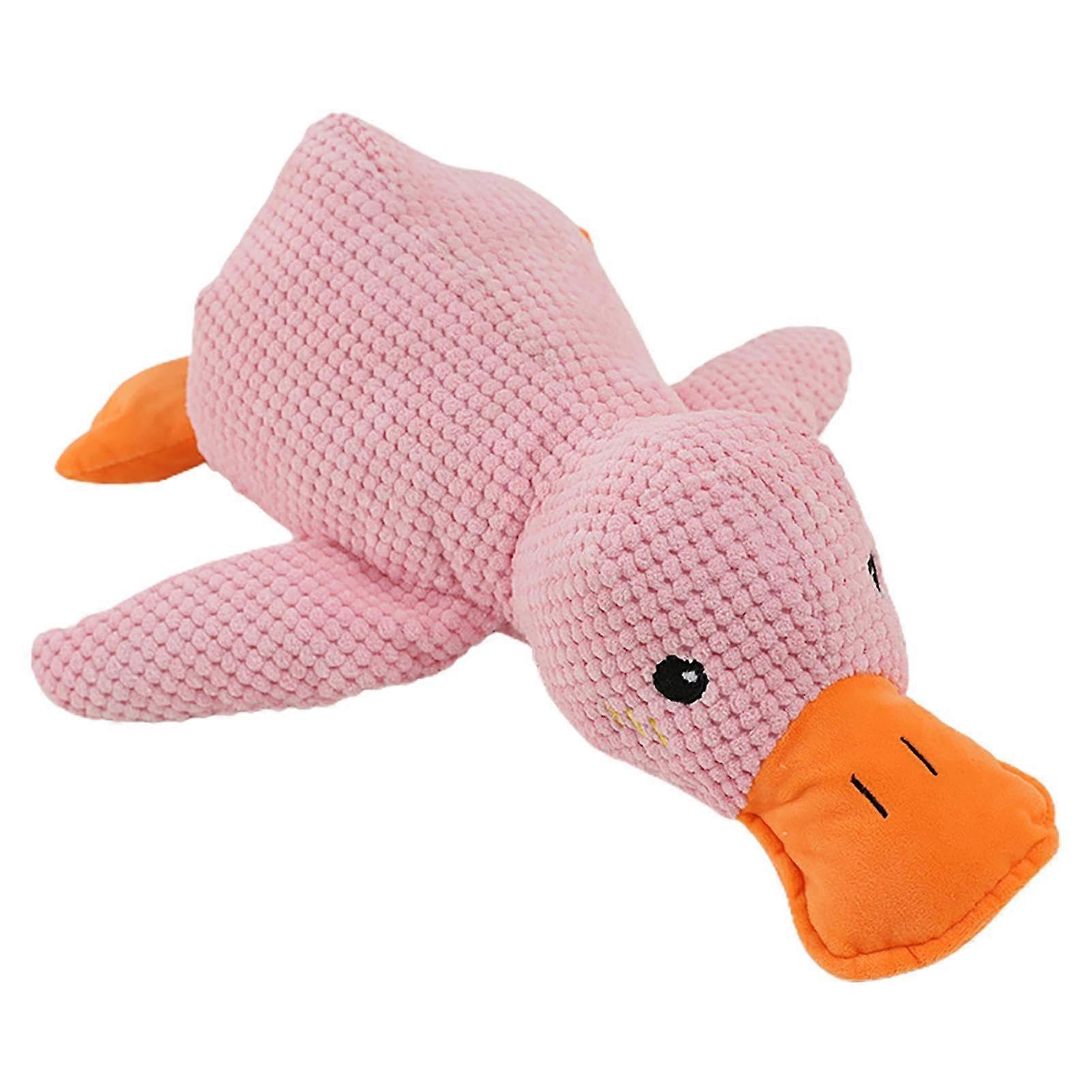 Mellow Duck Dog Toy 45x38cm, Soft Squeaky Plush Duck, No Filling, Calming Toy for Dogs, Cute Pink Design
