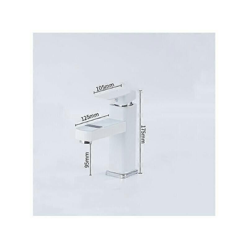 Brass Bathroom Sink Faucet, Mixer, Aerator, Chrome and White Finish