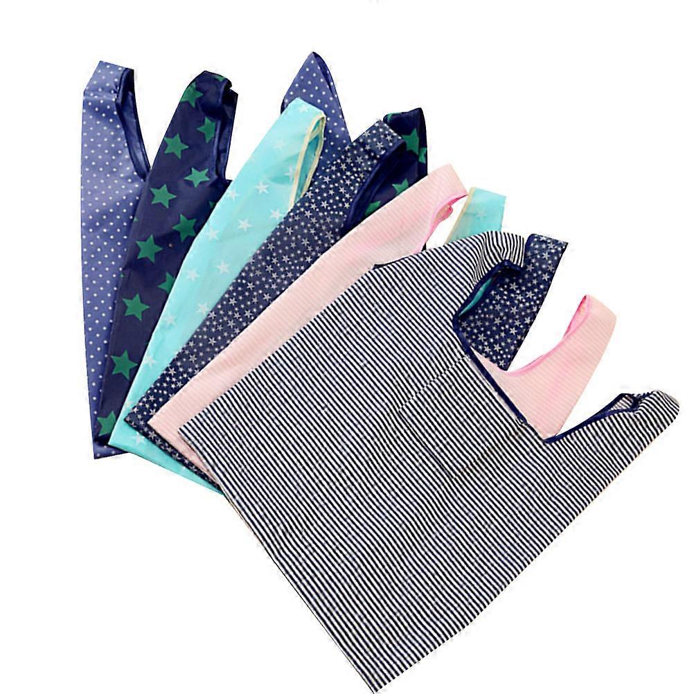 Large Capacity Storage Pouch Handbag for Daily Life Pink Stripe Dark Blue Style 6Pcs