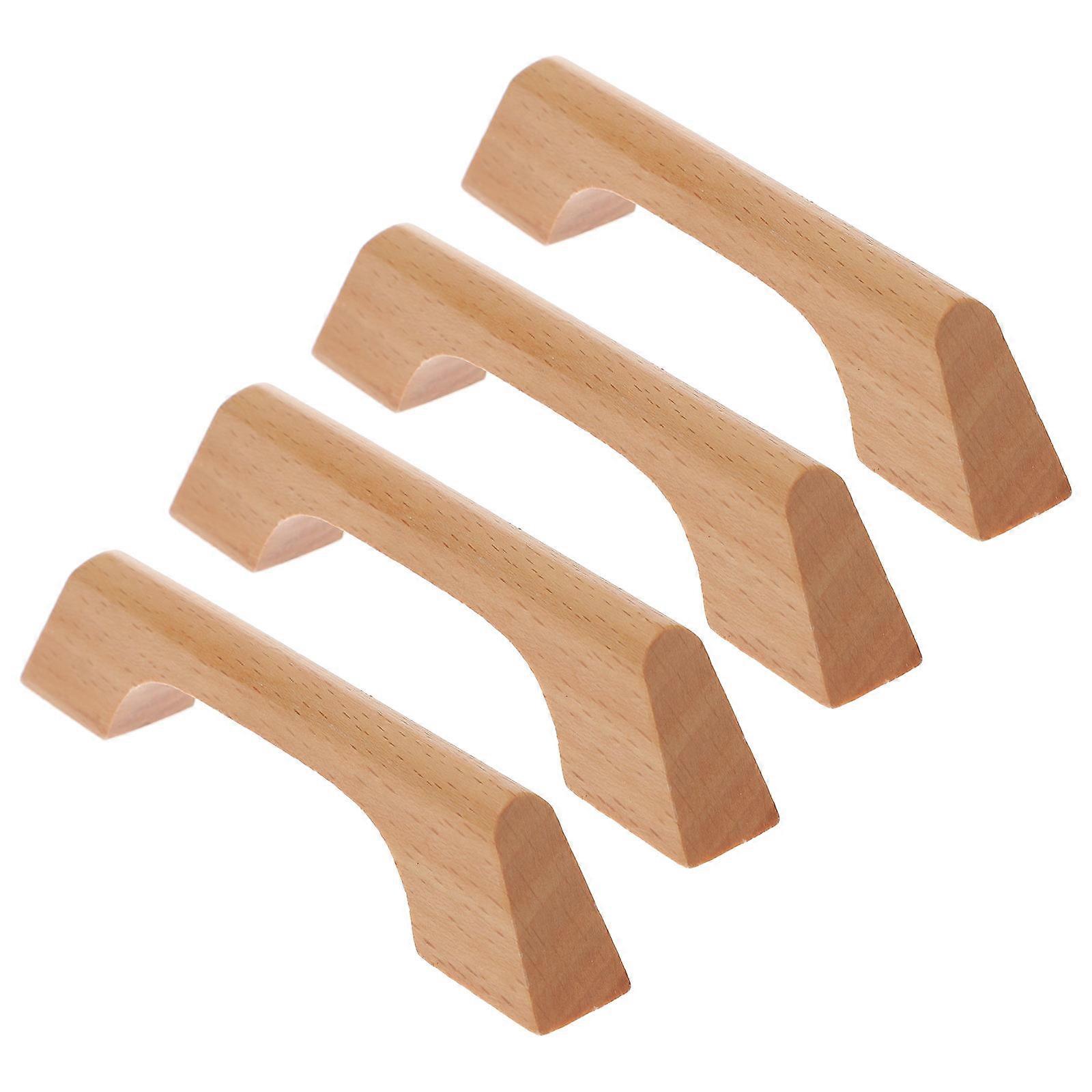 Decorative Dresser Handle Wardrobe Renovation Beech Wood Material Simple Design 12.00X2.80X1.70CM Modern Drawer Pull 4Pcs