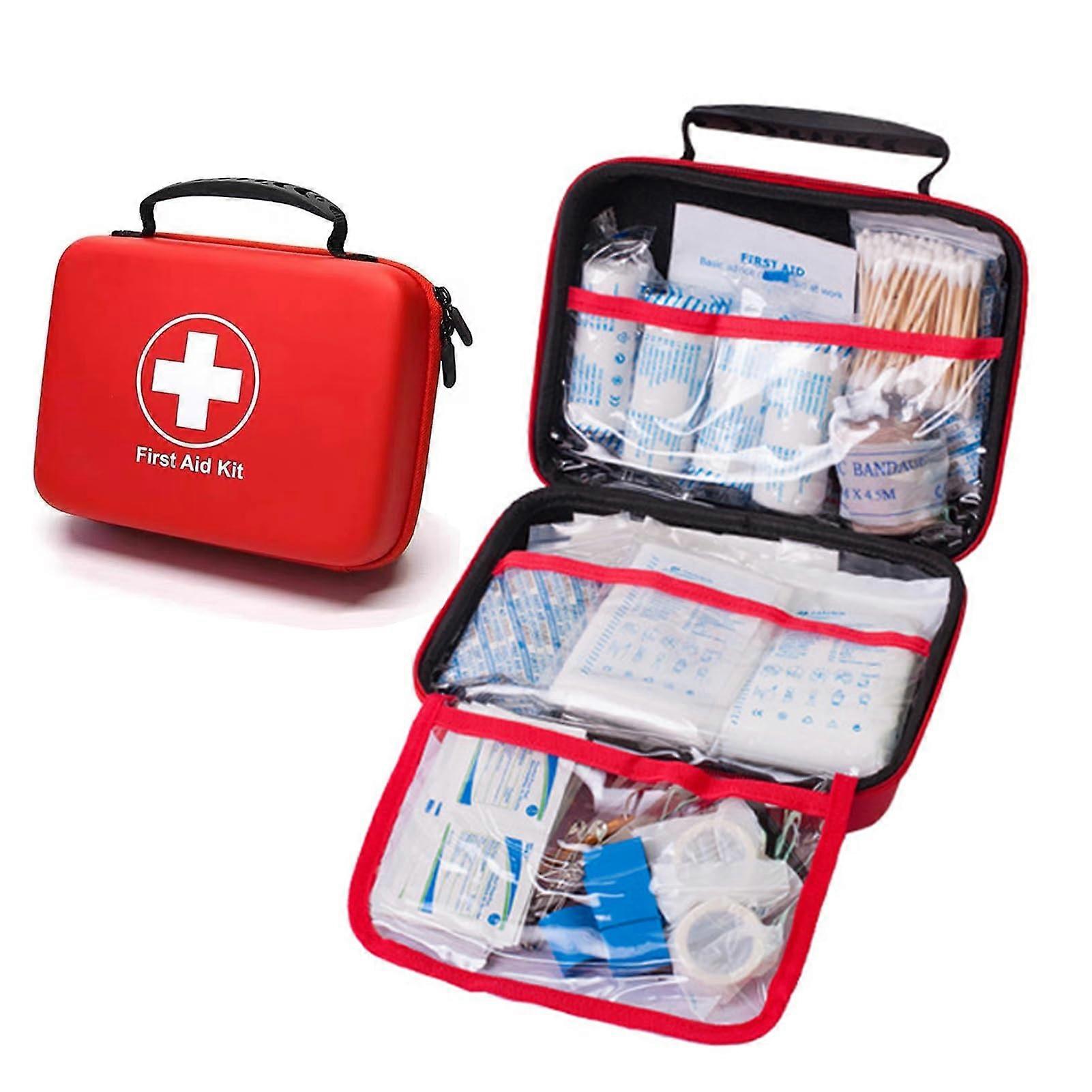 228 Pieces Waterproof First Aid Kit Portable Red Emergency Kit for Camping, Hiking, Outdoor Activities, Travel