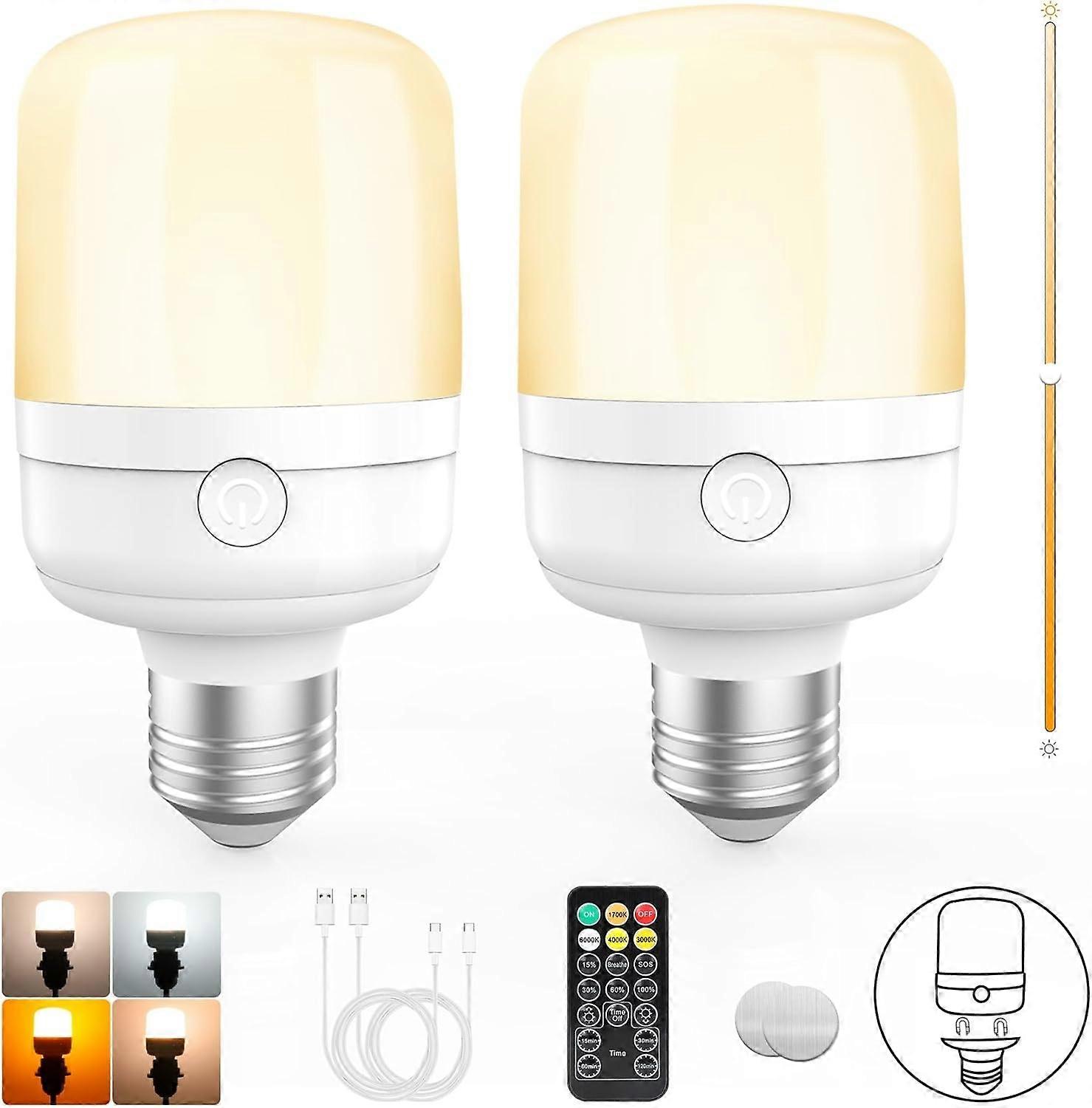 Rechargeable Light Bulbs With Remote Control, Wireless Light Bulb With 5 Light Modes, Dimmable Batte
