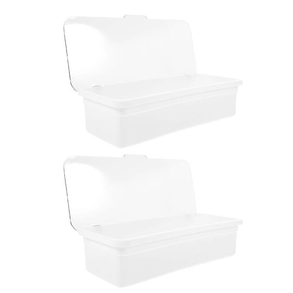 Drainage Chopstick Holder For Kitchen Utensils With Lid And Draining Tray White 26.80X11.50X6.50CM Multi-Functional Storage 2Pack