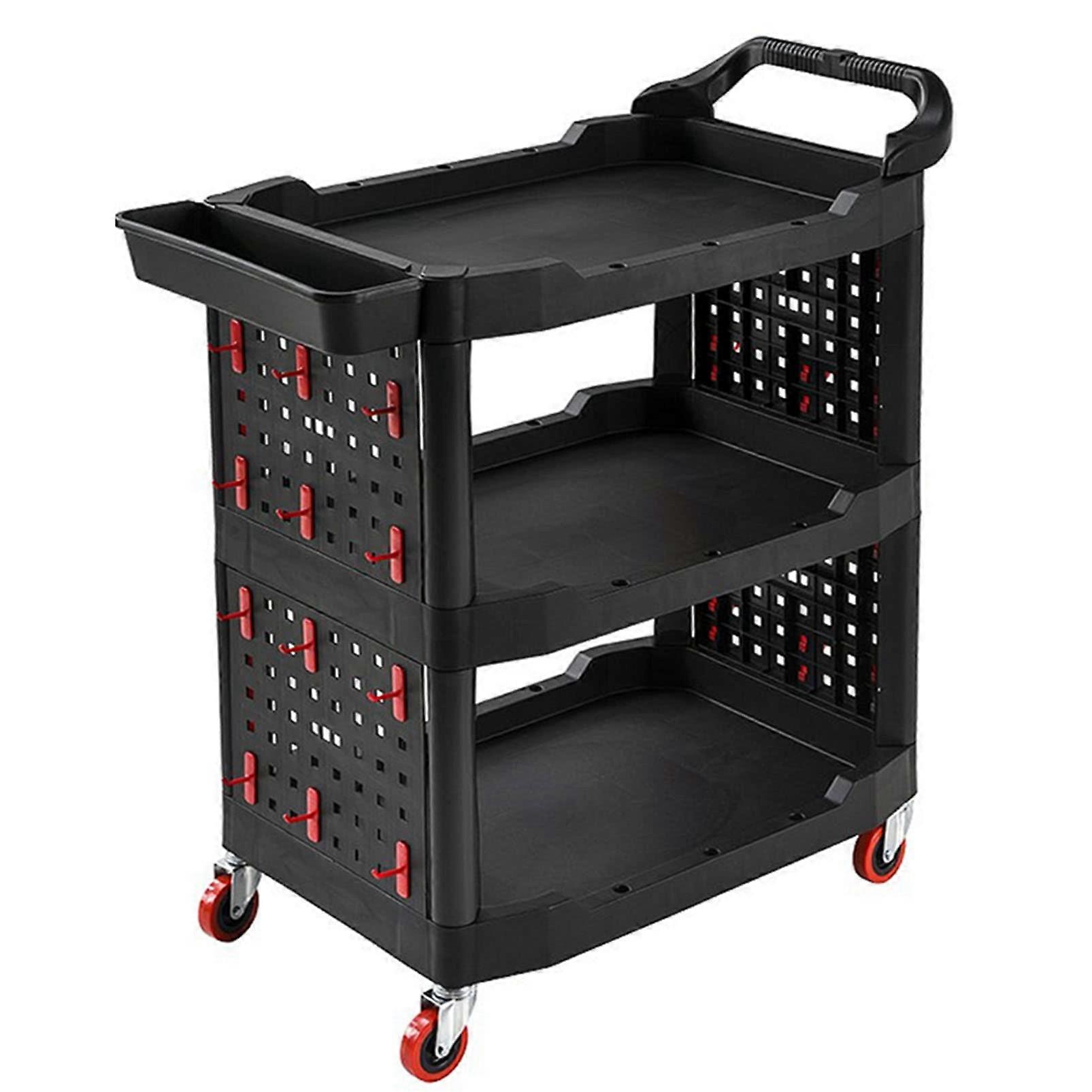 Professional Mechanic Tool Cart Portable Car Organizer Automotive Maintenance Mobile Service Trolley Workbench Car Washing Waxing Black