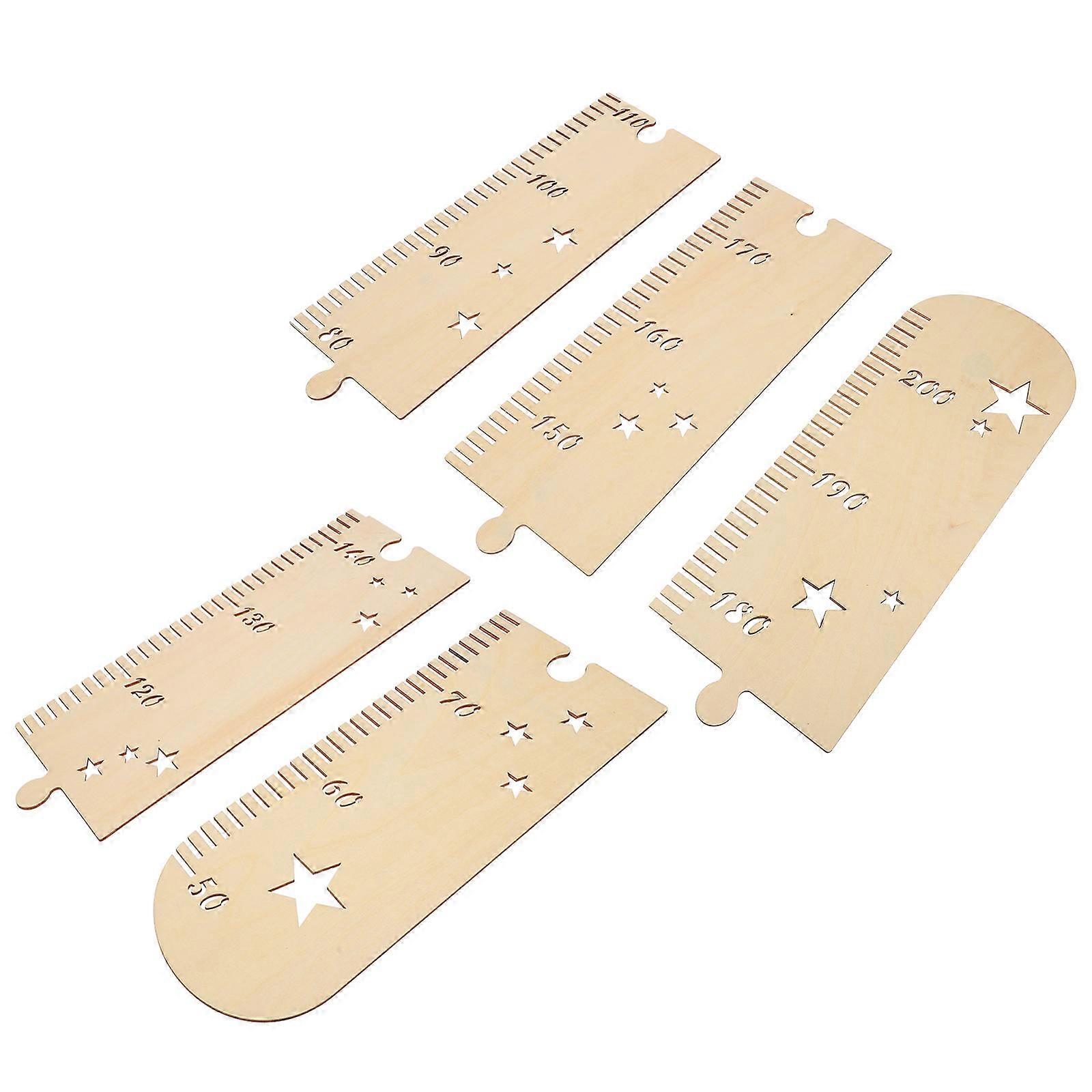 DIY Splice Height Ruler Chart with Star Shape Holes for Decor Use Khaki Synthetic Material