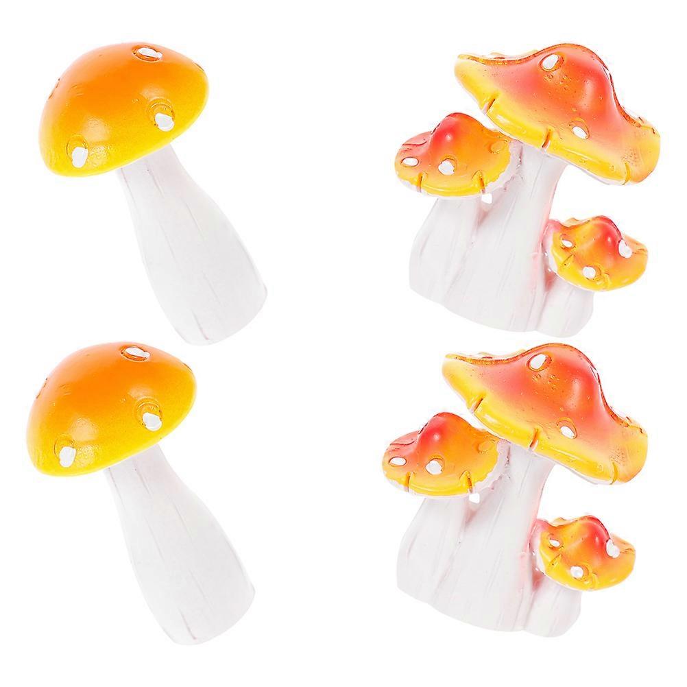 4pcs Miniature Mushroom Ornaments, Vibrant Resin Garden Decor for Courtyard, Fairy Garden, Bonsai & Micro Landscapes – Durable & Lightweight