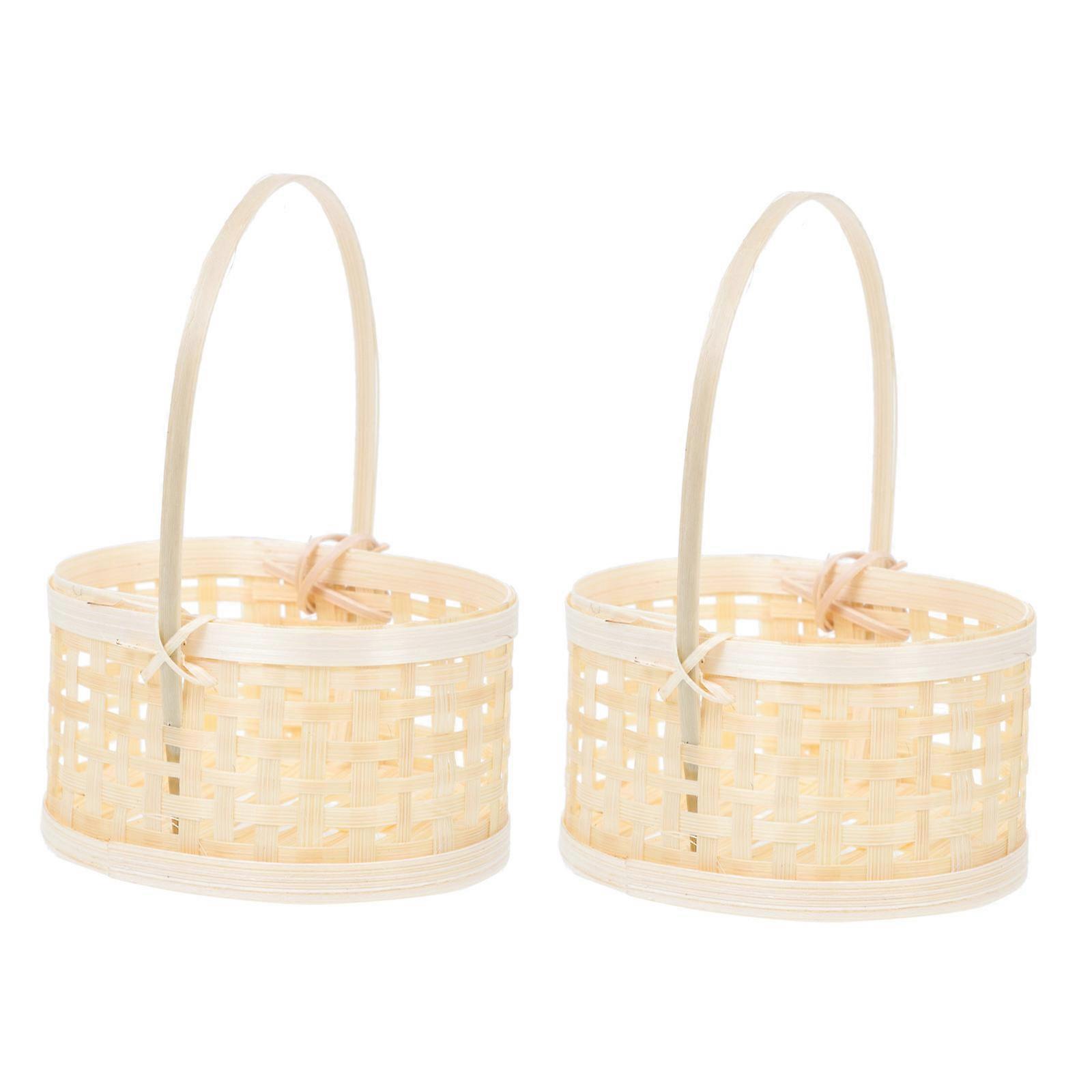 2Pcs Beige Synthetic Mini Baskets for Storage and Decor Perfect for Gifts or Floral Arrangement