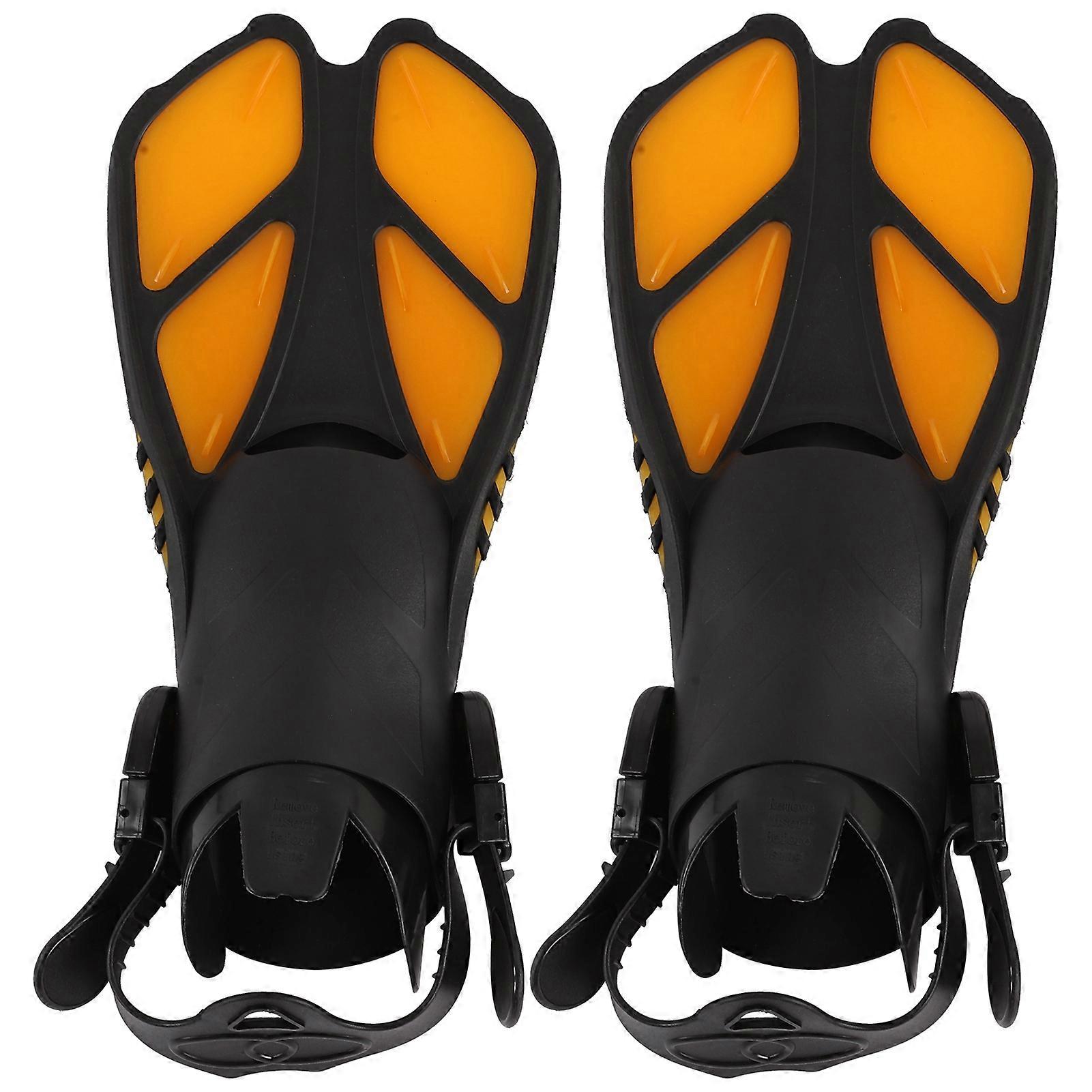 2pcs Adjustable Snorkel Fins Soft TPR Open Heel Long Diving Flippers for Swimming