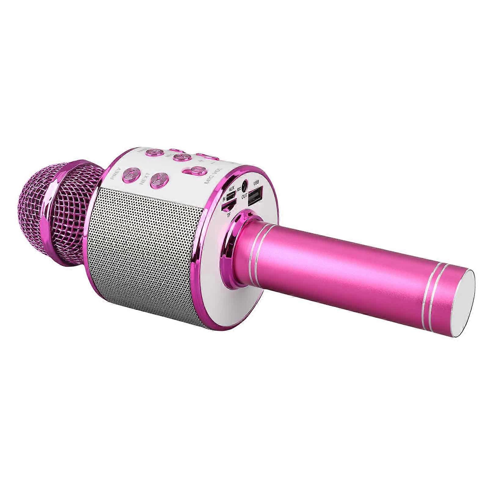Professional BT Wireless Microphone Karaoke Speaker KTV Music Player Singing Recorder Handheld Microphone Rose Red
