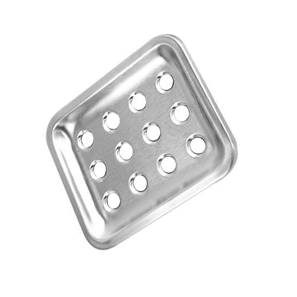 Bathroom Stainless Steel Soap Holder Double Layer Drain Tray Drainer Reduce Bacteria Shape with Dot Design 1Pack