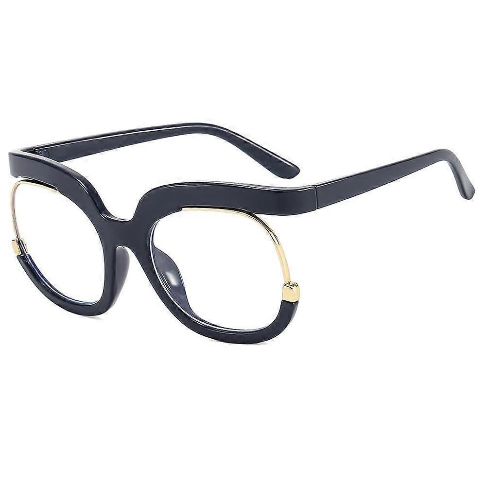 Blue light blocking round computer reading glasses, antieye strain glasses, reading glasses, oversized flat light mirror (Color: Blue, Size: 250)