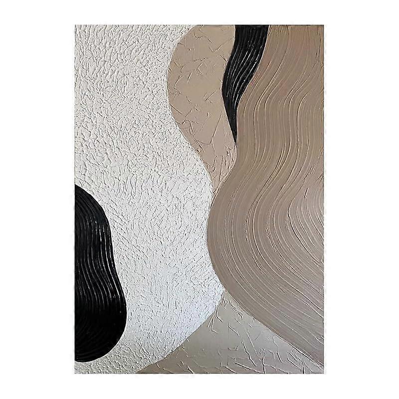 Abstract Oil Painting On Canvas Hand Painted Black White Beige Textured Artwork Unframed Minimalist Wall Art 80x120cm