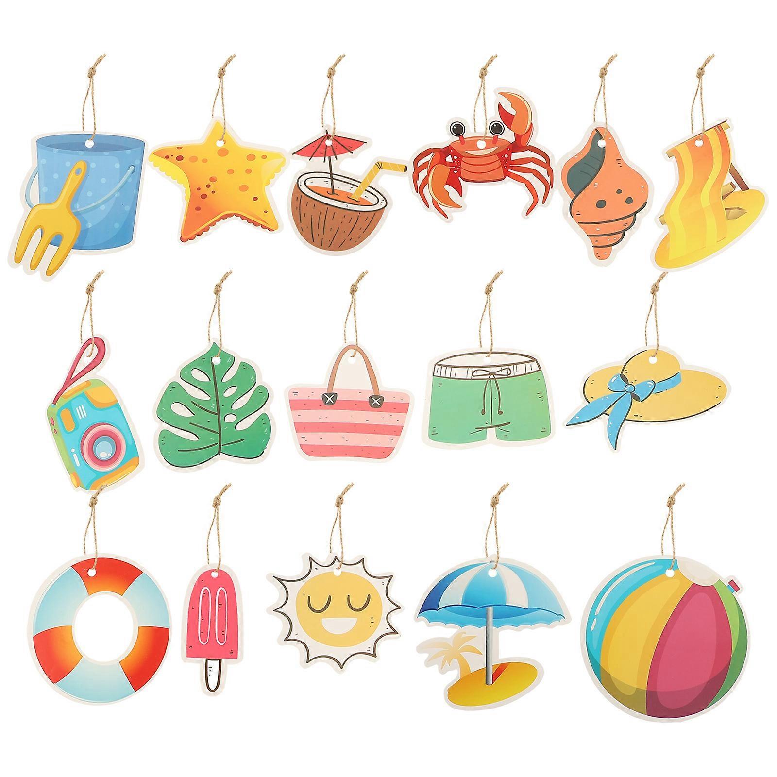 16pcs Hawaiian Beach Party Decorations Hanging Ornaments for Luau Theme Events Easy Setup Festive Atmosphere