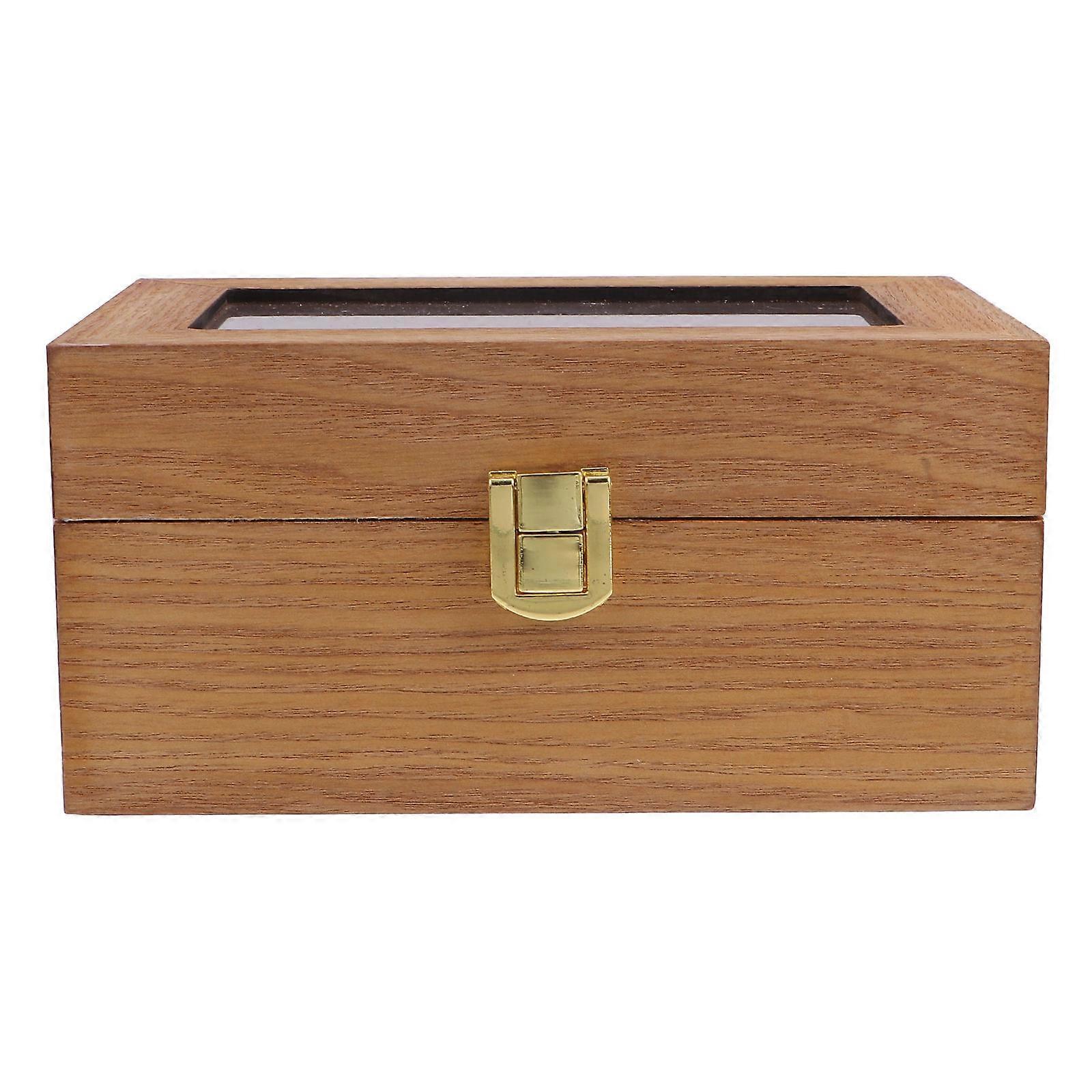 Elegant Slot Watch Storage Box Stylish Wristwatch Display Case with Buckle Lock, Durable Ash Design