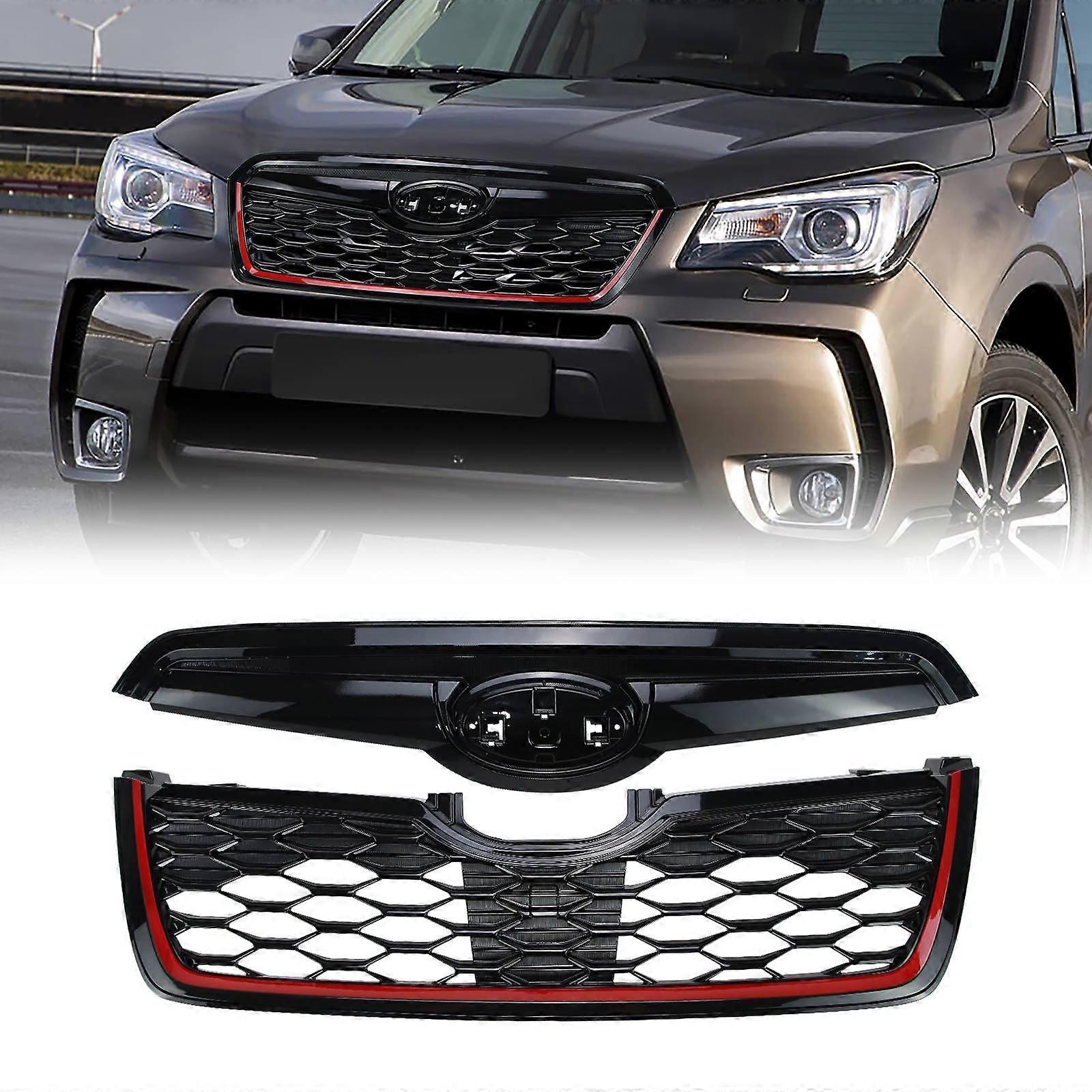 Honeycomb Front Grill for 2019-2021 Subaru Forester w/Camera Hole Gloss Black NO.8156