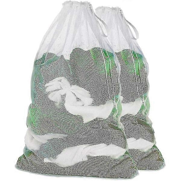 2 pcs large laundry net bags with lockable drawstring for large clothes