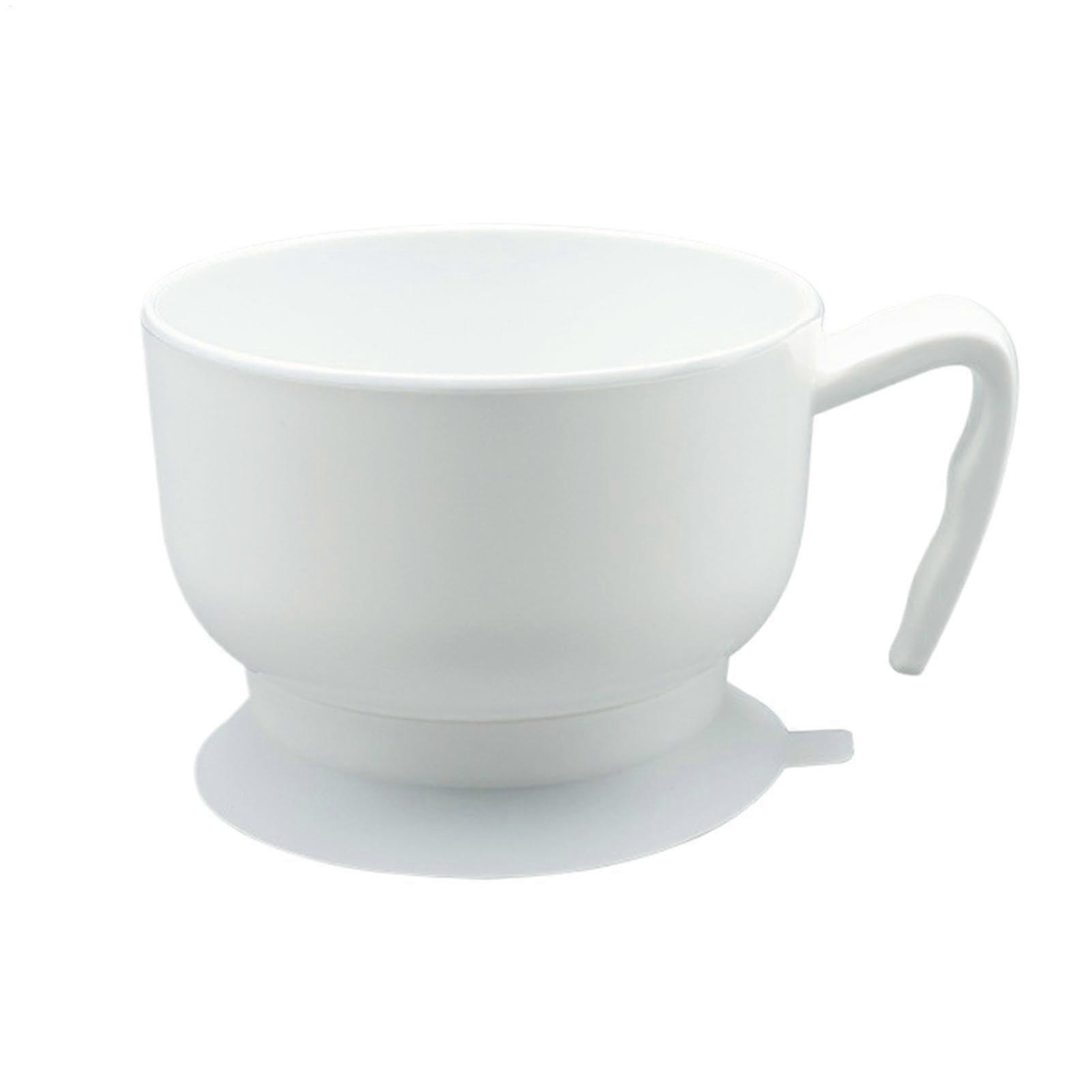 Rice Bowl Container with Suction Cup Handle, Food Grade 6.1 x 3.5 Inches Non-Slip Design for Elderly and Disabled, White