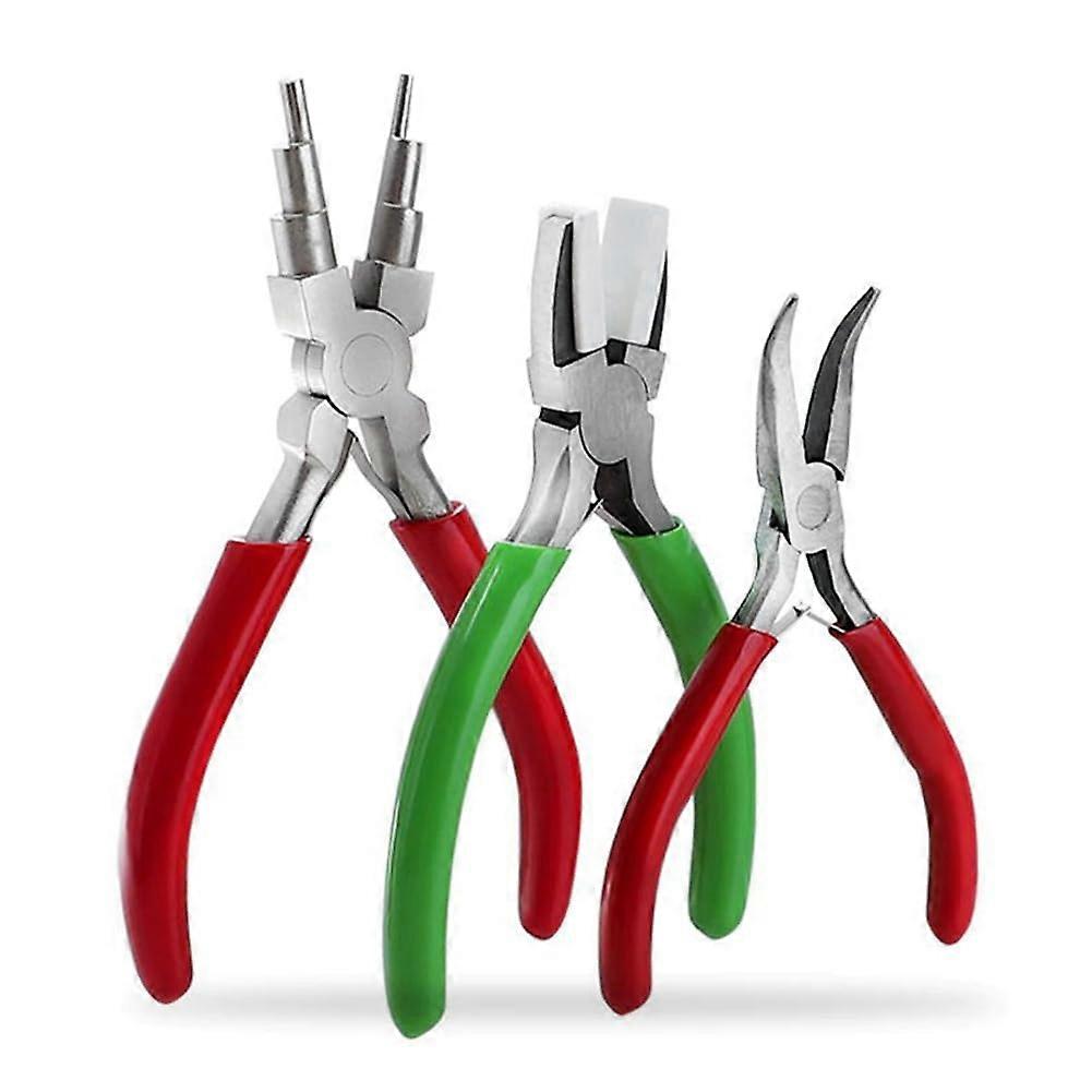 DIY Steel Pliers Set of 3 with Six-Segment Hand Grip, Mini Jewelry Flat Pliers, Model Building Tools