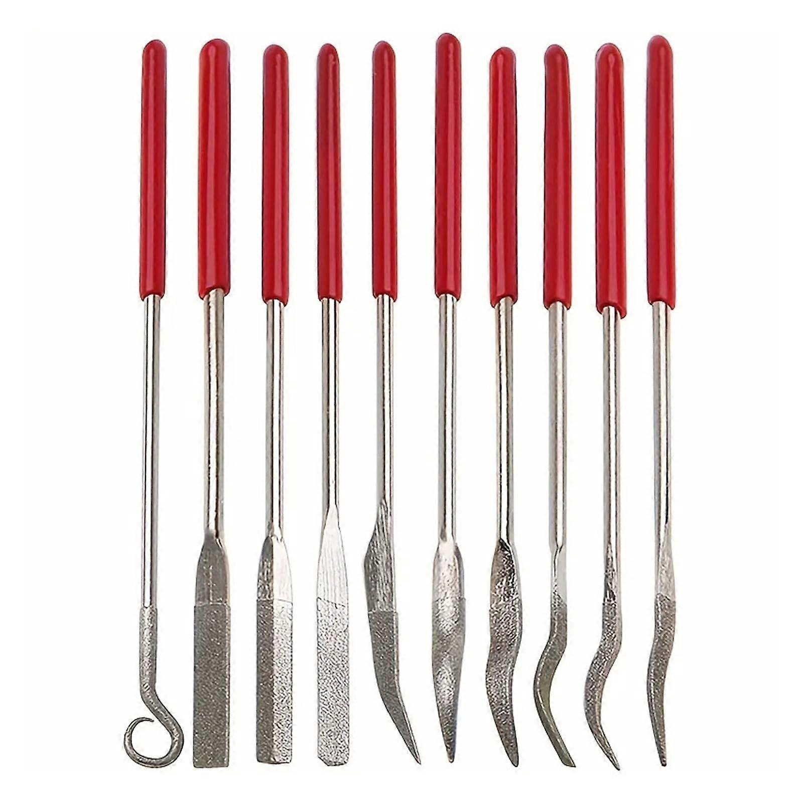 10 pieces Mini Diamond File Set Fine Diamond File Set Flat Triangle Needle Files for Metal Glass Ceramic 10PCS 140mm SET