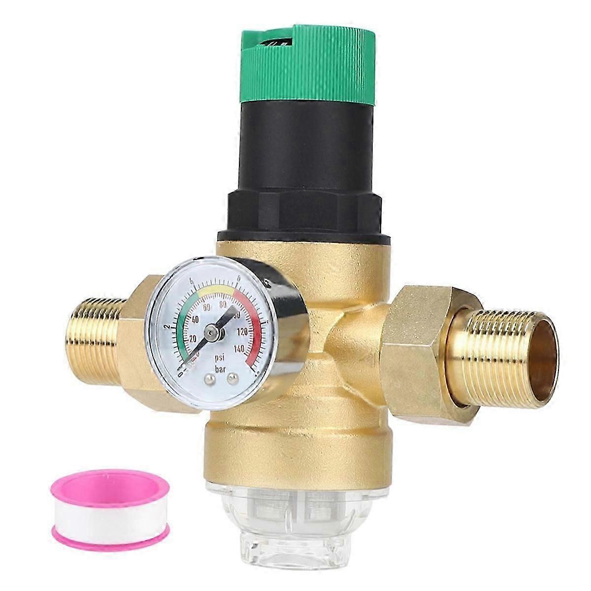 Régulateur de pression d’eau avec manomètre Eau et filtre à tamis 3/4 pouce DN20 Pressure Regulato